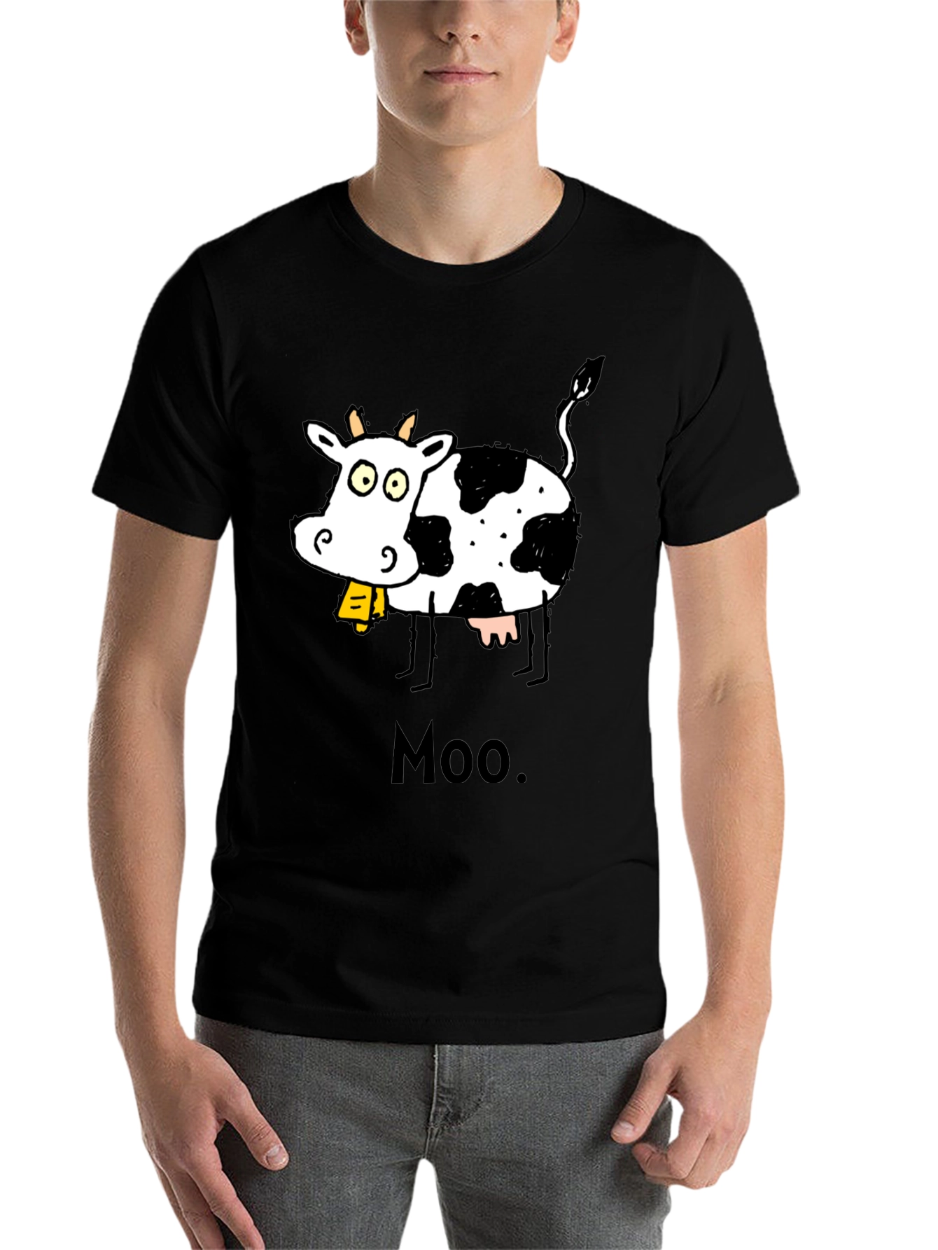 Black Moo Cow Graphic T-Shirt - Black view 7