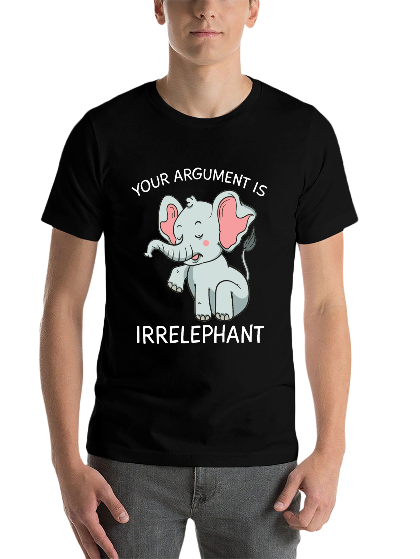 Black Irrelephant T-Shirt: Funny Elephant Argument Tee view 7