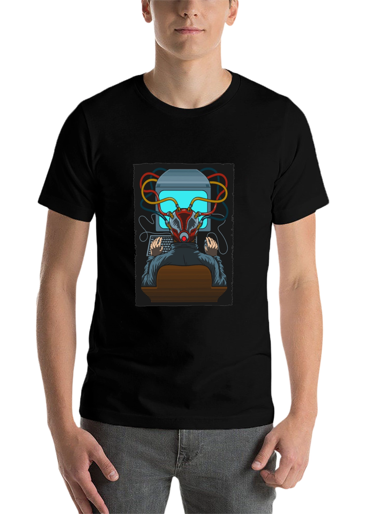 Black Hacker Graphic T-Shirt - Cyberpunk Style Tee view 7