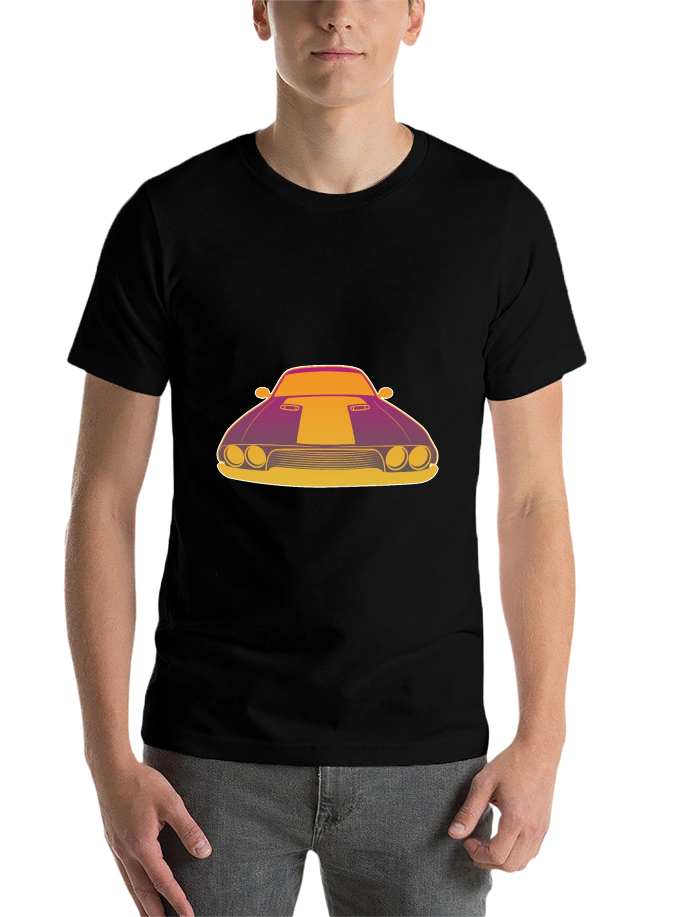 Black Retro Muscle Car Graphic T-Shirt - Black view 7