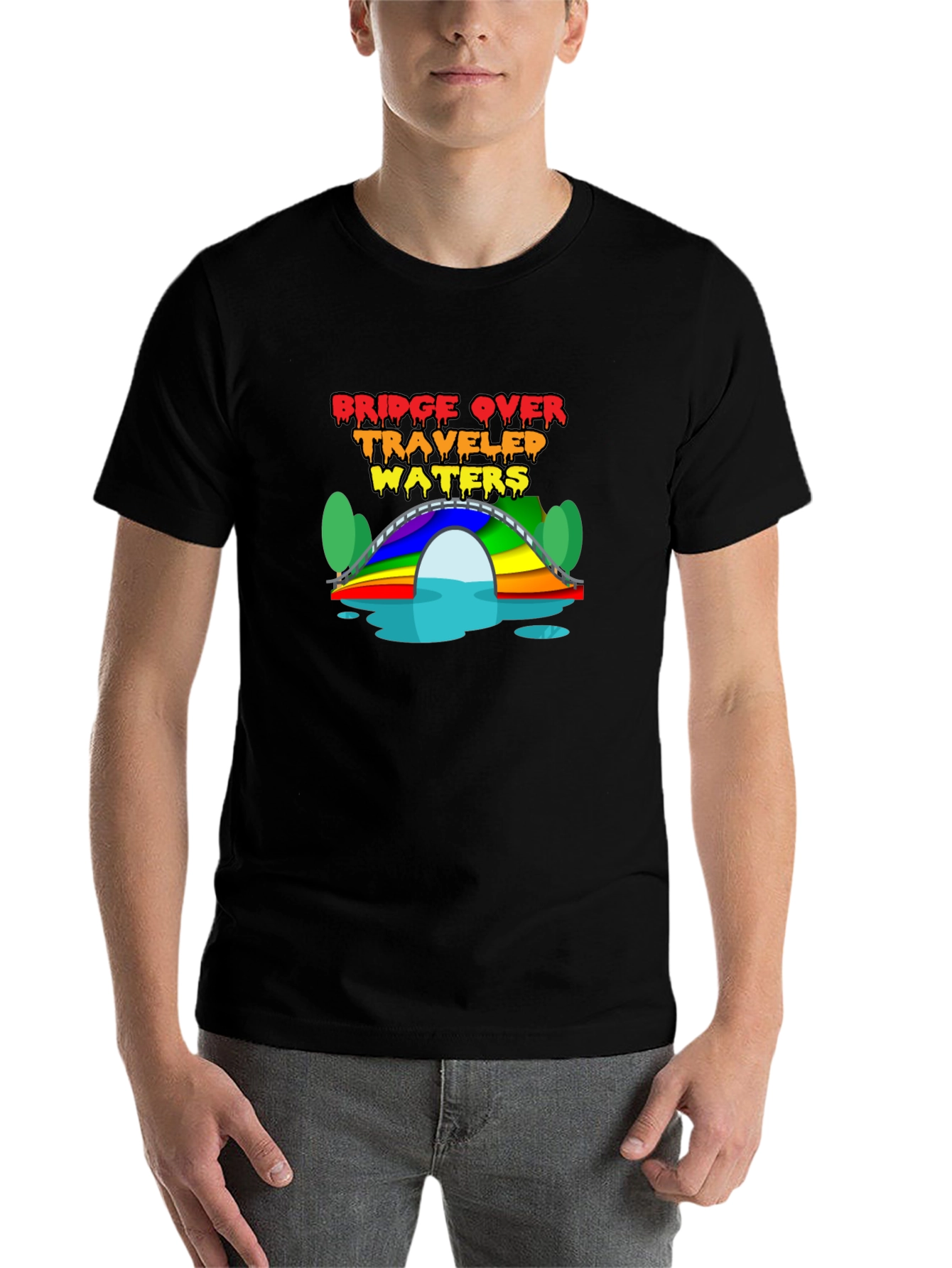 Black Bridge Over Traveled Waters T-Shirt view 7