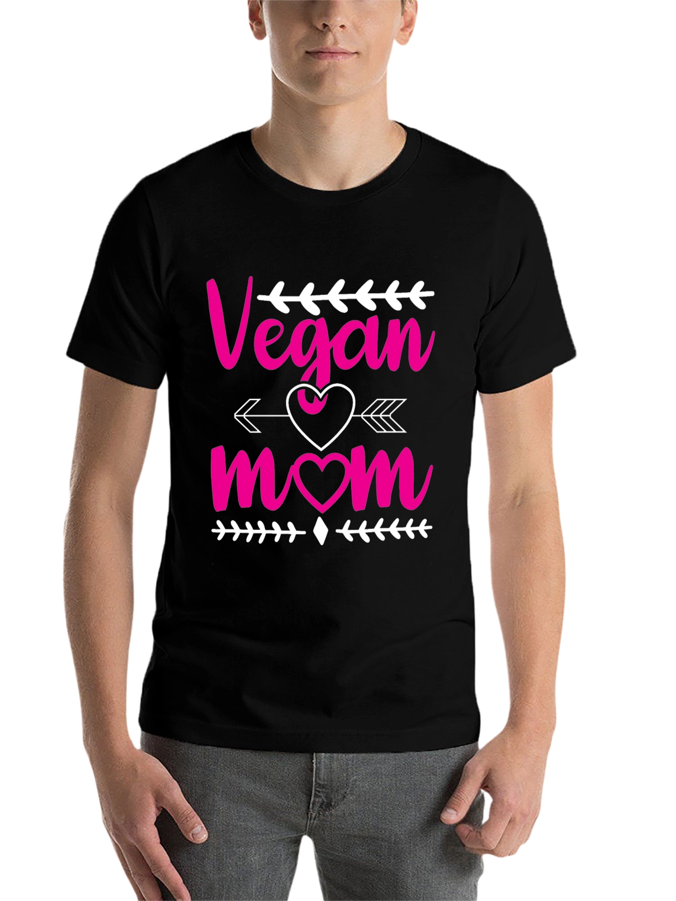 Black Vegan Mom Graphic T-Shirt - Black view 7