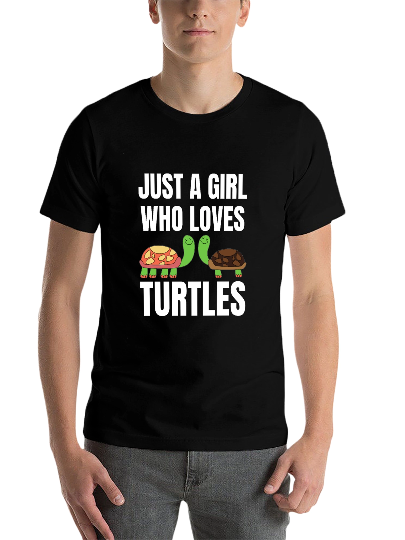 Black Just A Girl Who Loves Turtles Graphic Tee view 7