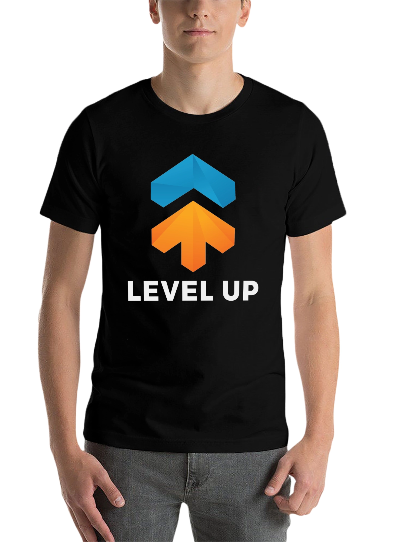 Level Up Graphic Tee - Black Cotton Blend - 7