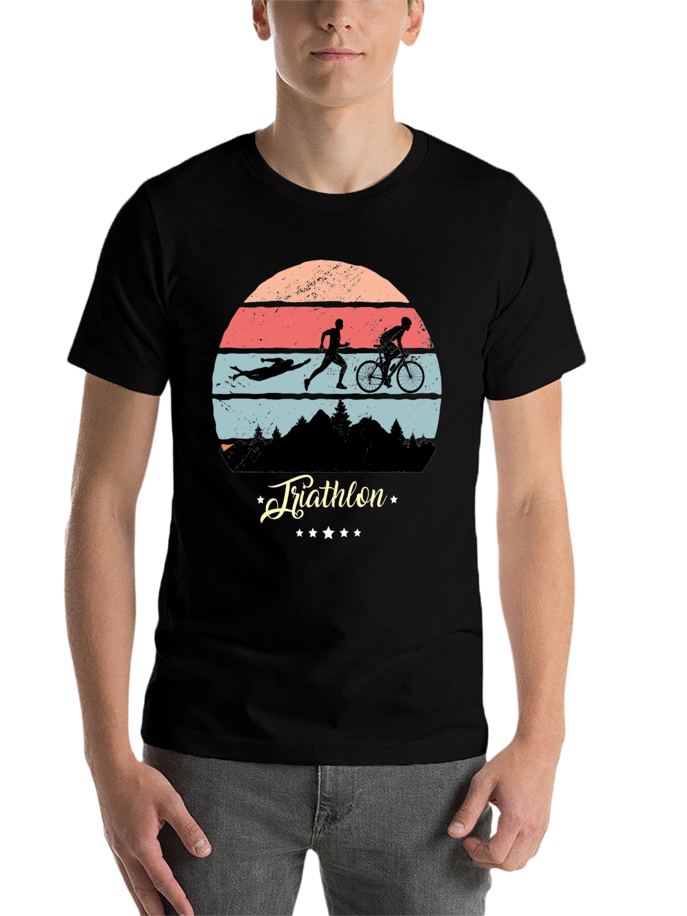Black Triathlon Silhouette T-Shirt view 7