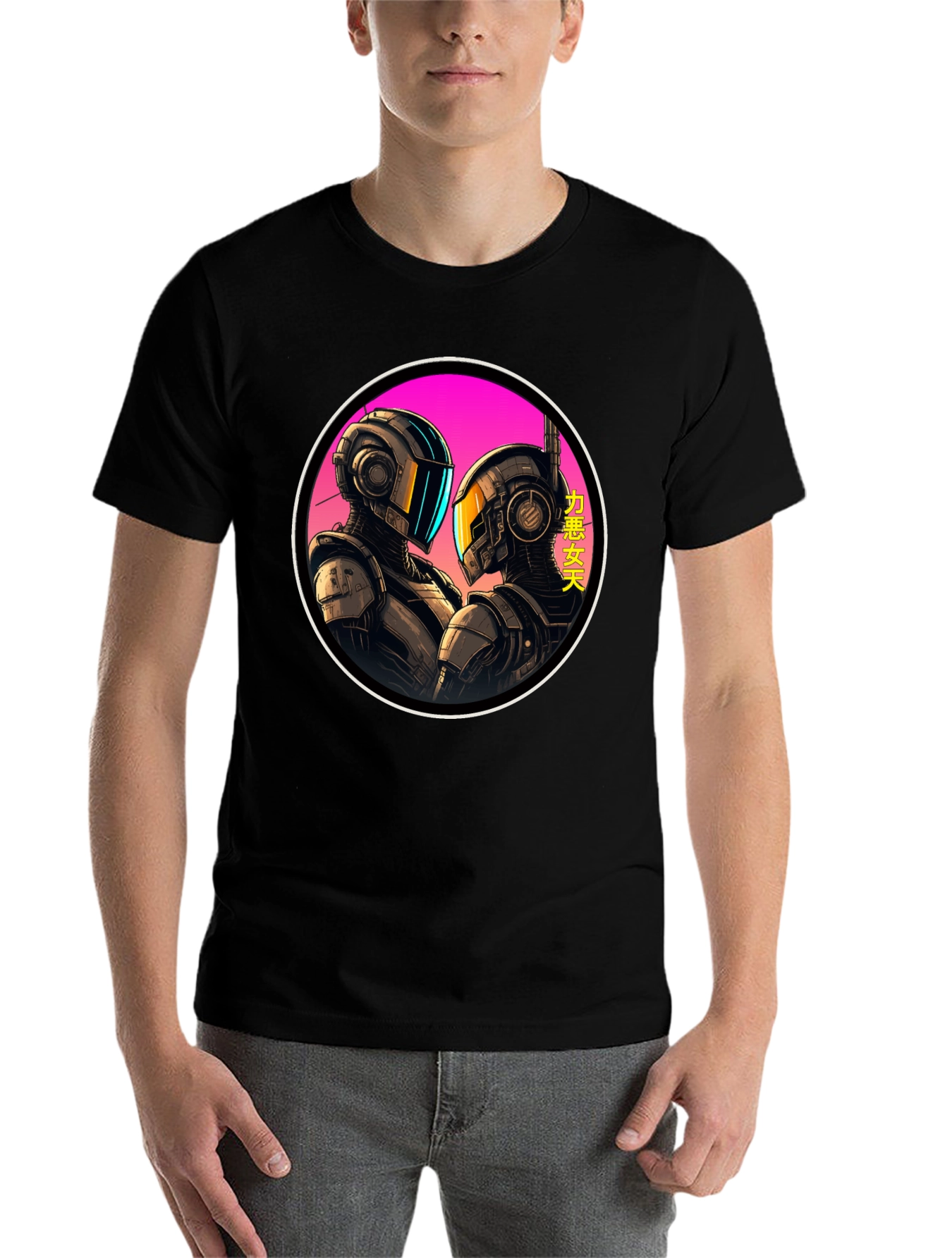 Black Cyberpunk Robots T-Shirt - Sci-Fi Graphic Tee view 7