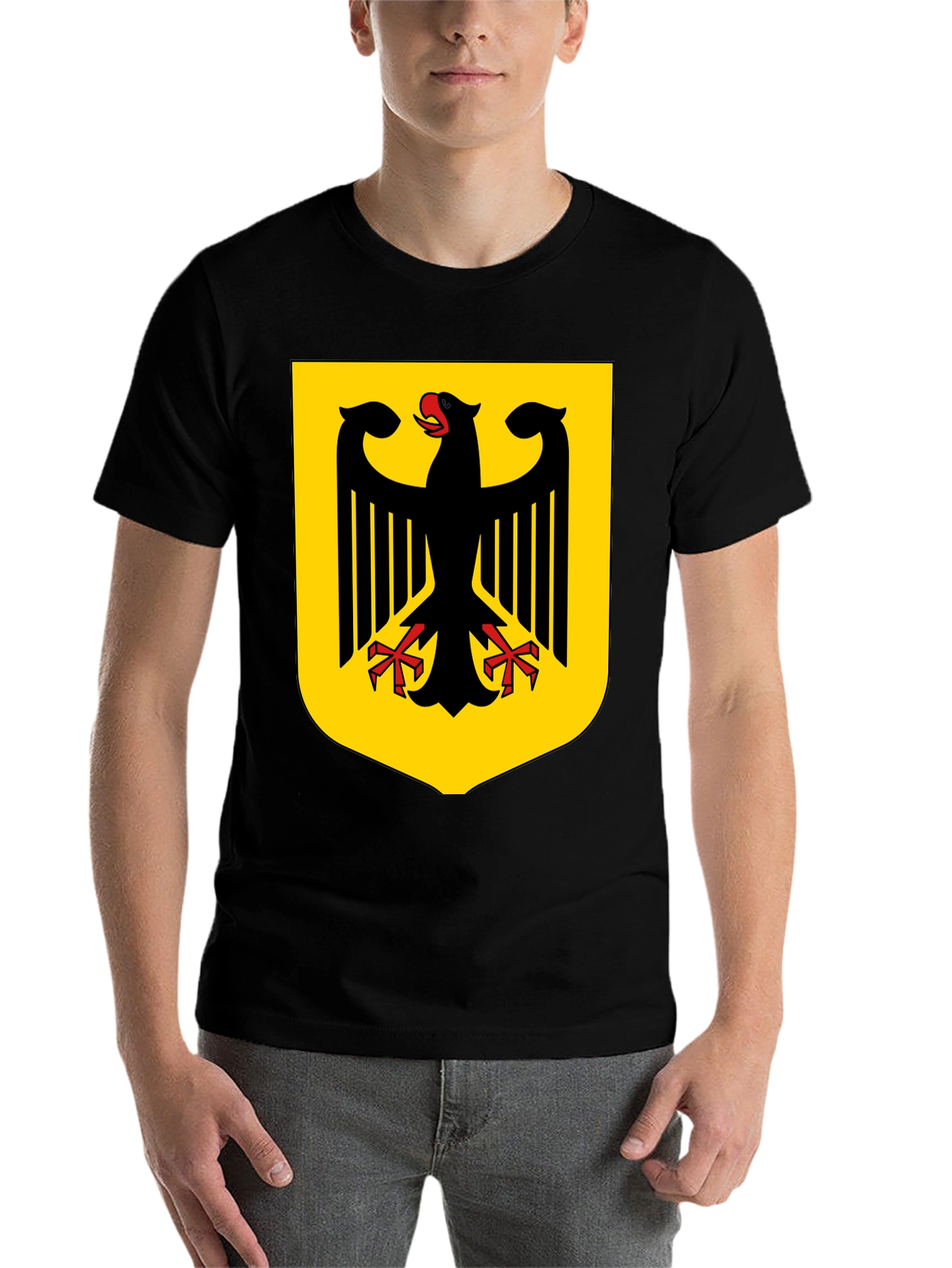 Black German Eagle Crest Black T-Shirt view 7