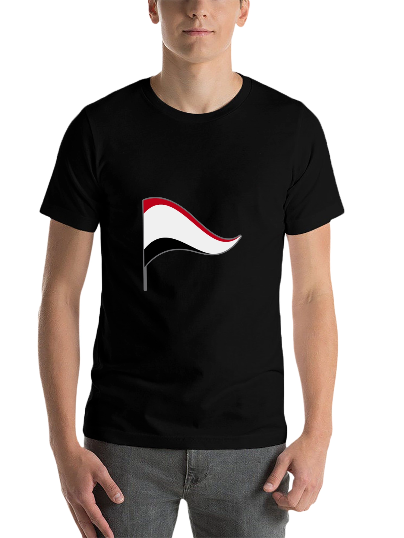 Yemen Flag Graphic Tee - Black Cotton T-Shirt - 7