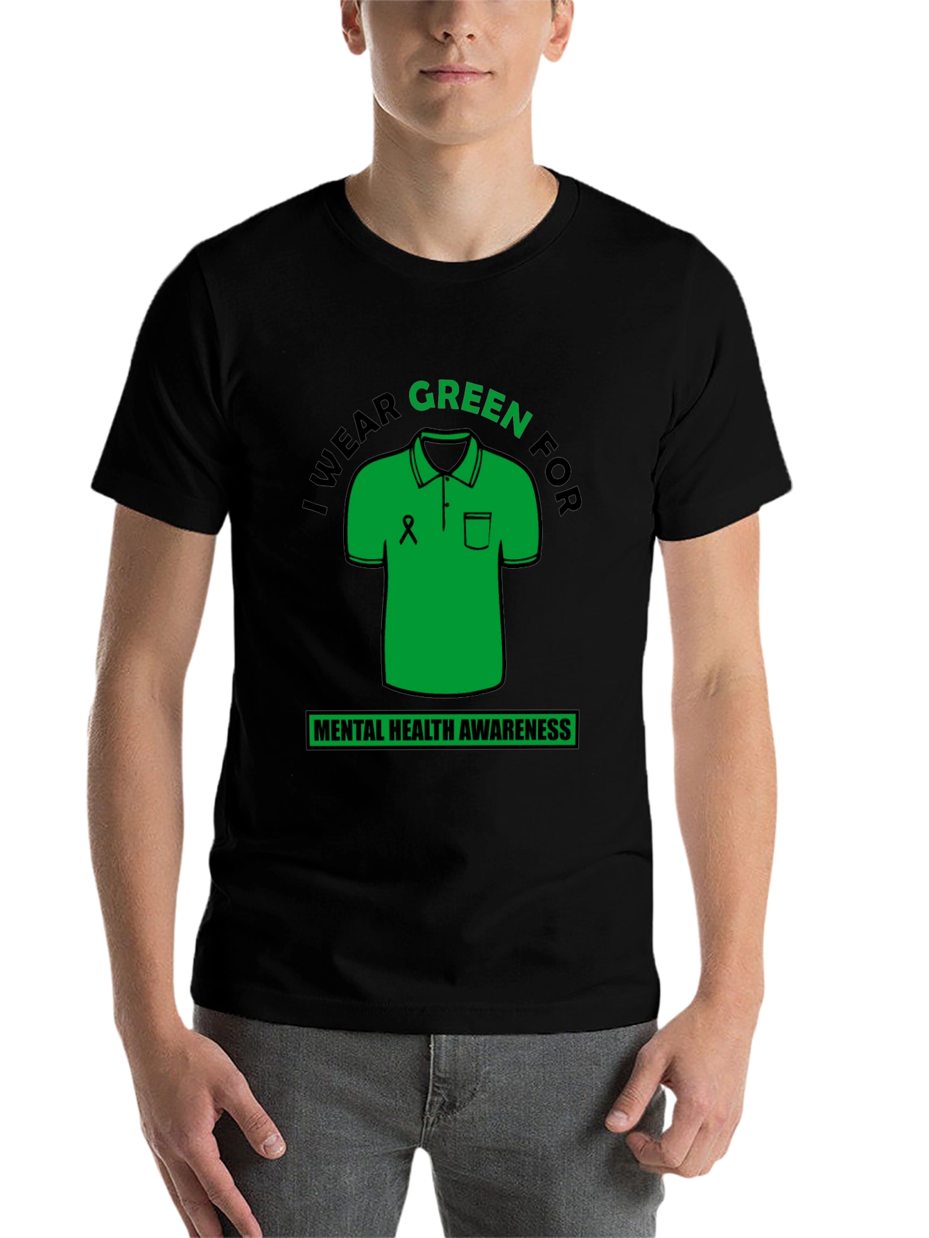 Black Green Mental Health Awareness T-Shirt view 7