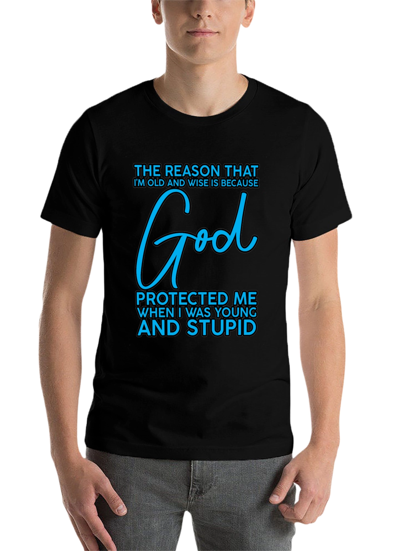 Black Old and Wise God Protected T-Shirt view 7