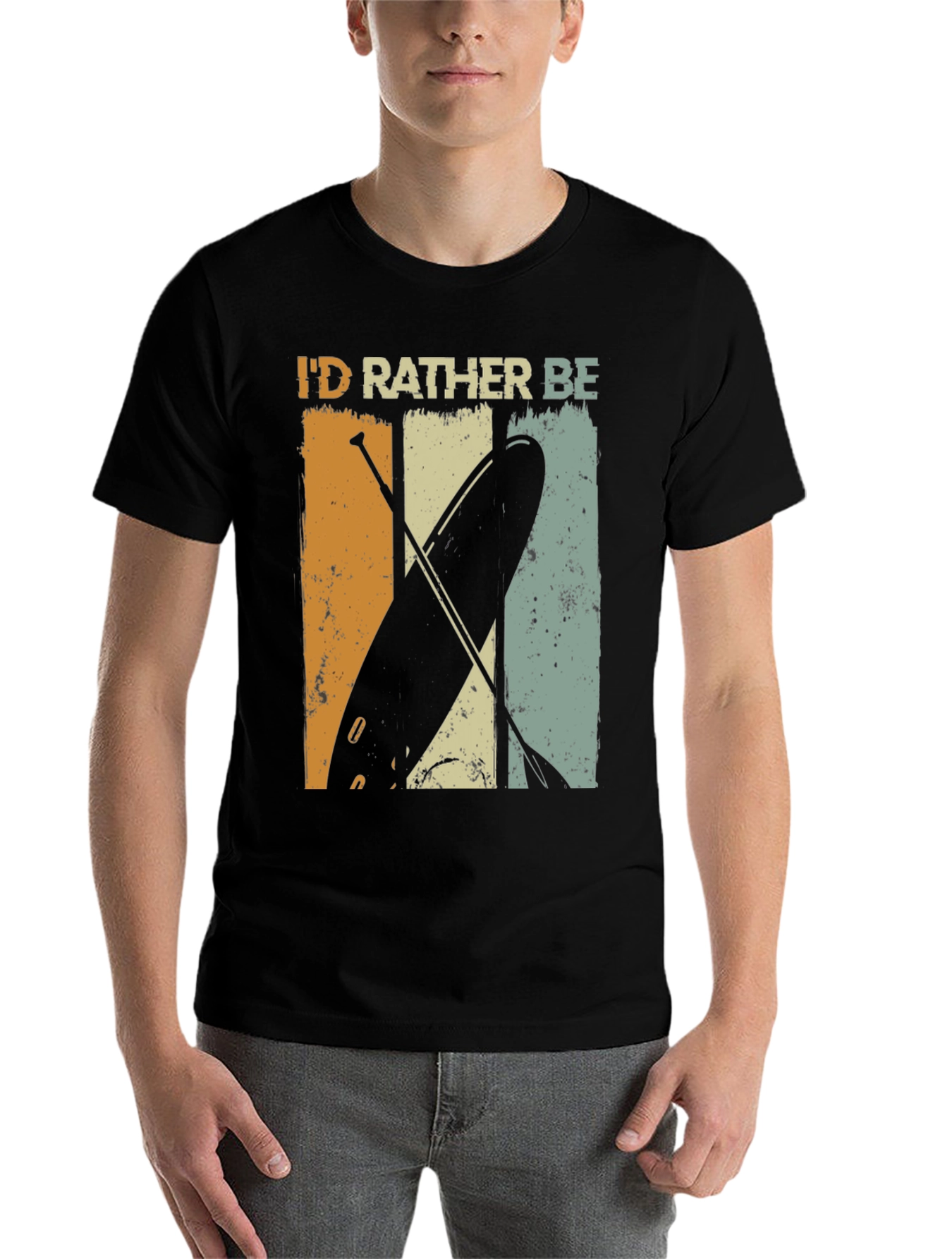 Black I'd Rather Be Paddle Boarding T-Shirt - Vintage Style view 7
