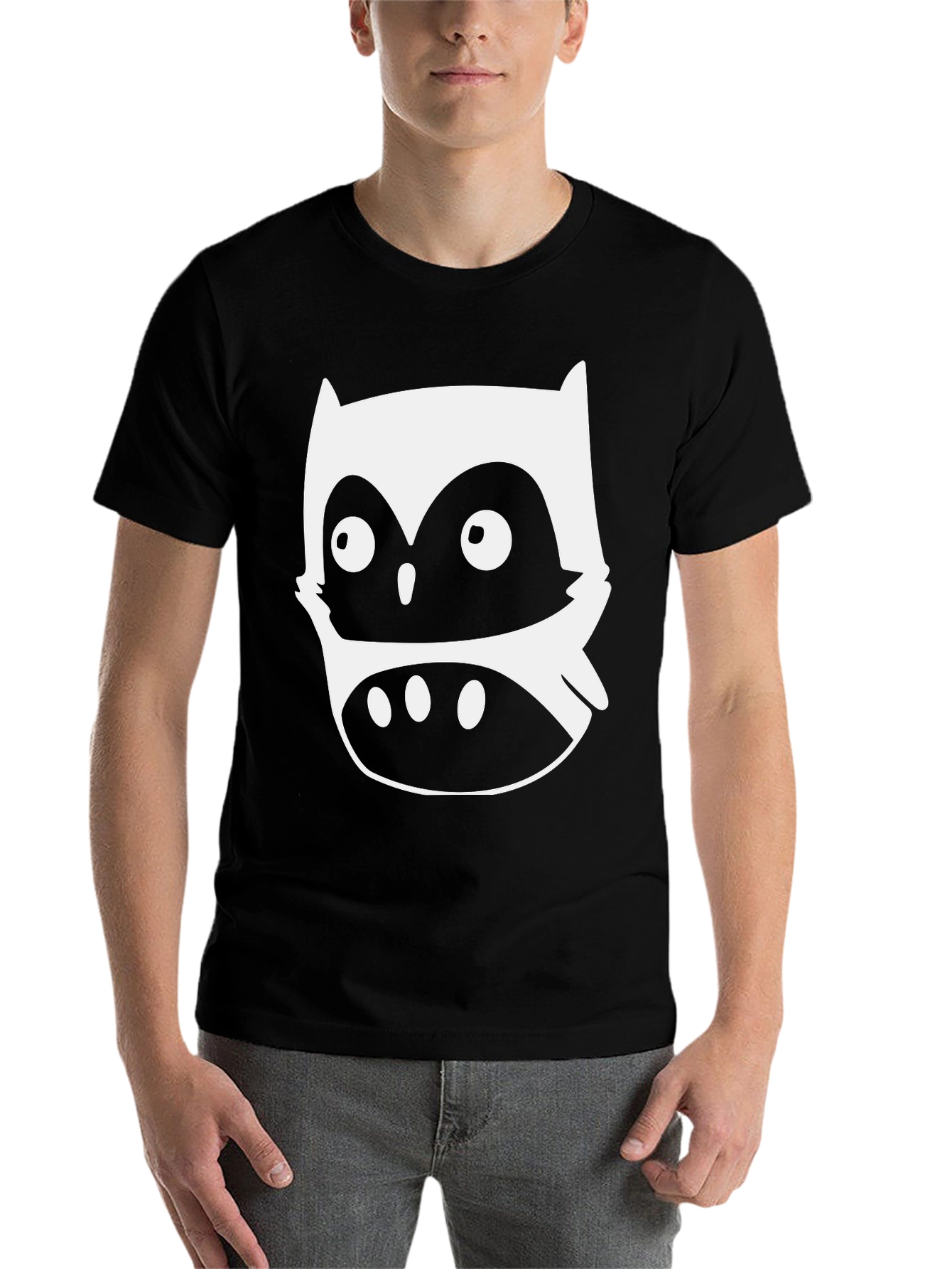 Black Cool Owl Graphic Tee - Black view 7