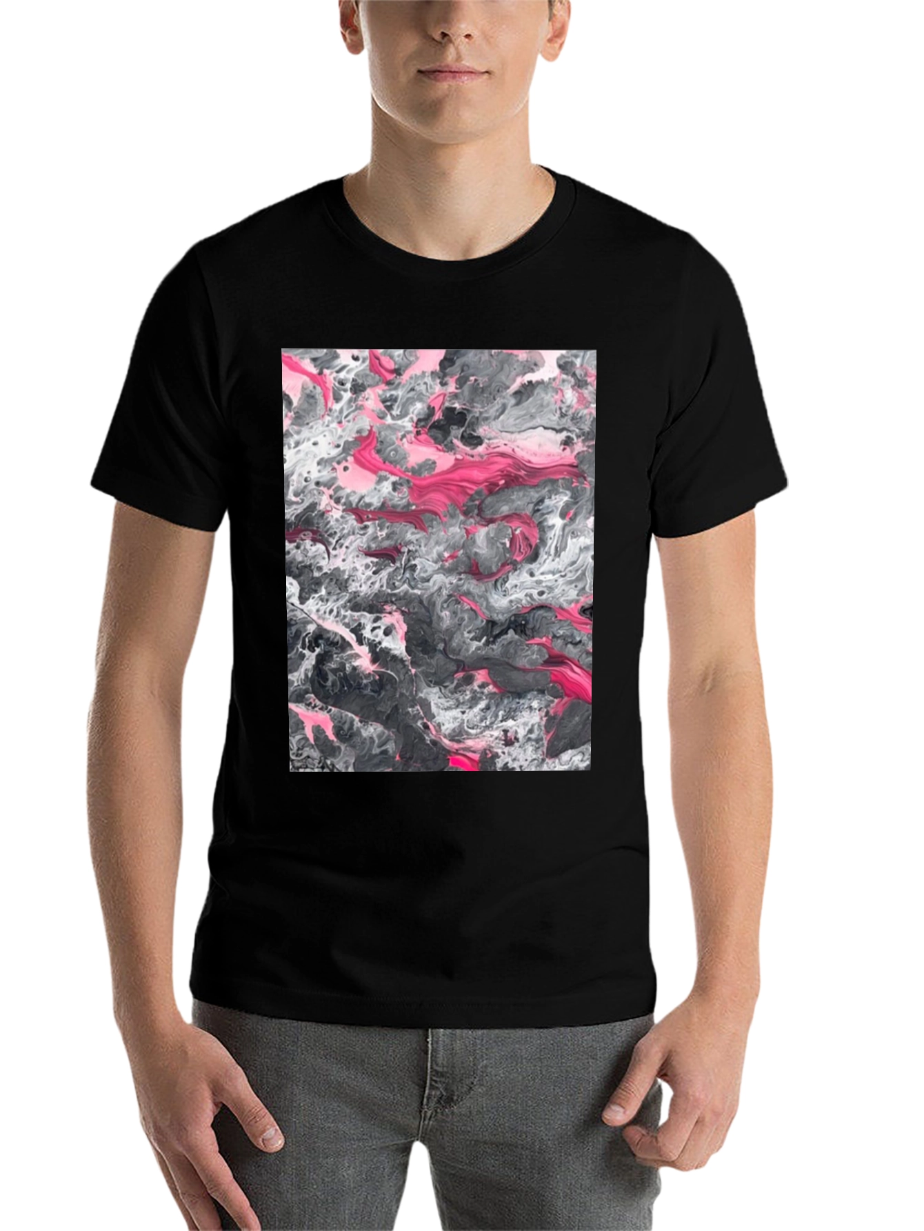 Black Abstract Art Print Black T-Shirt view 7