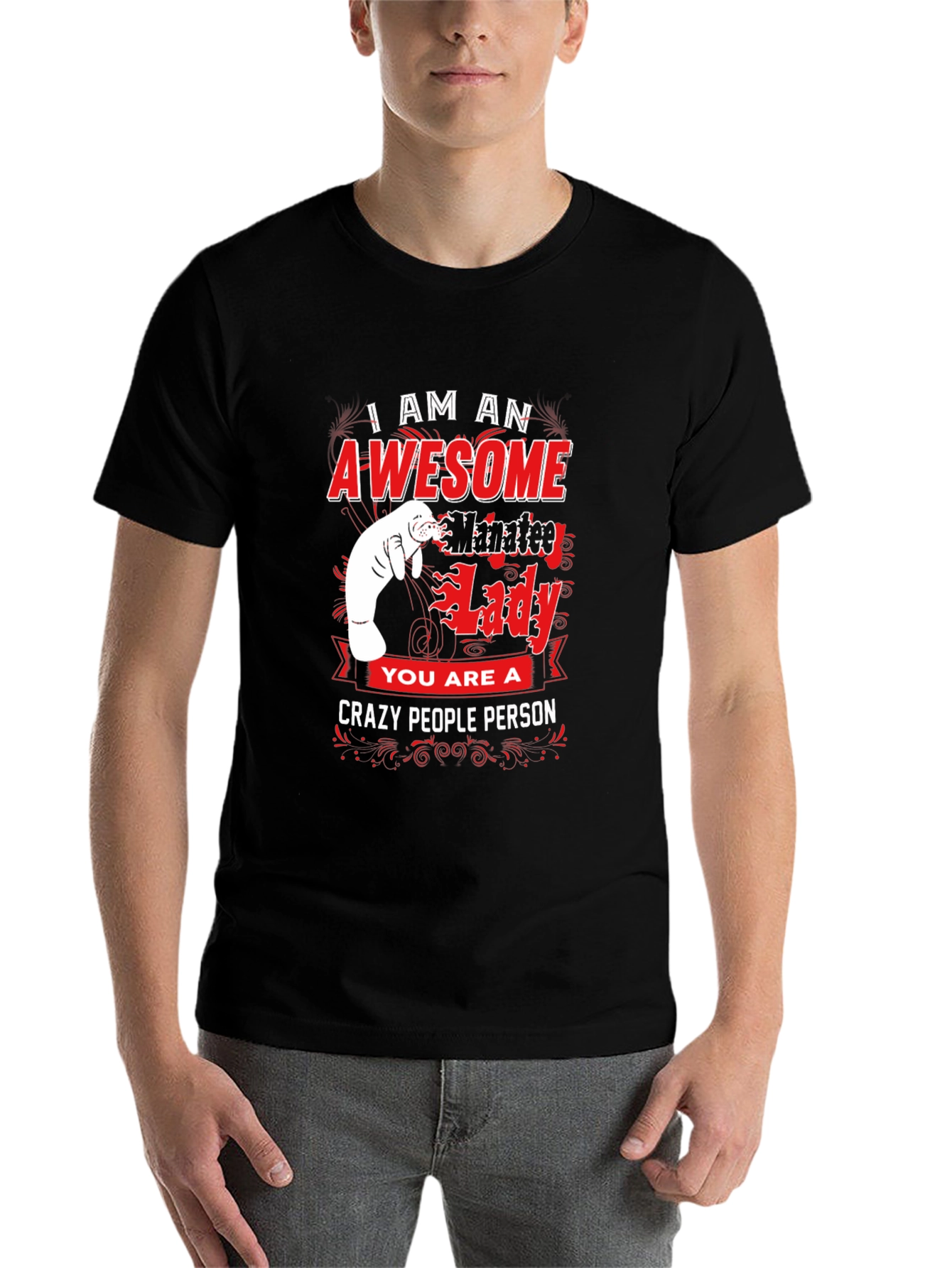 Black Awesome Manatee Lady Graphic Tee view 7