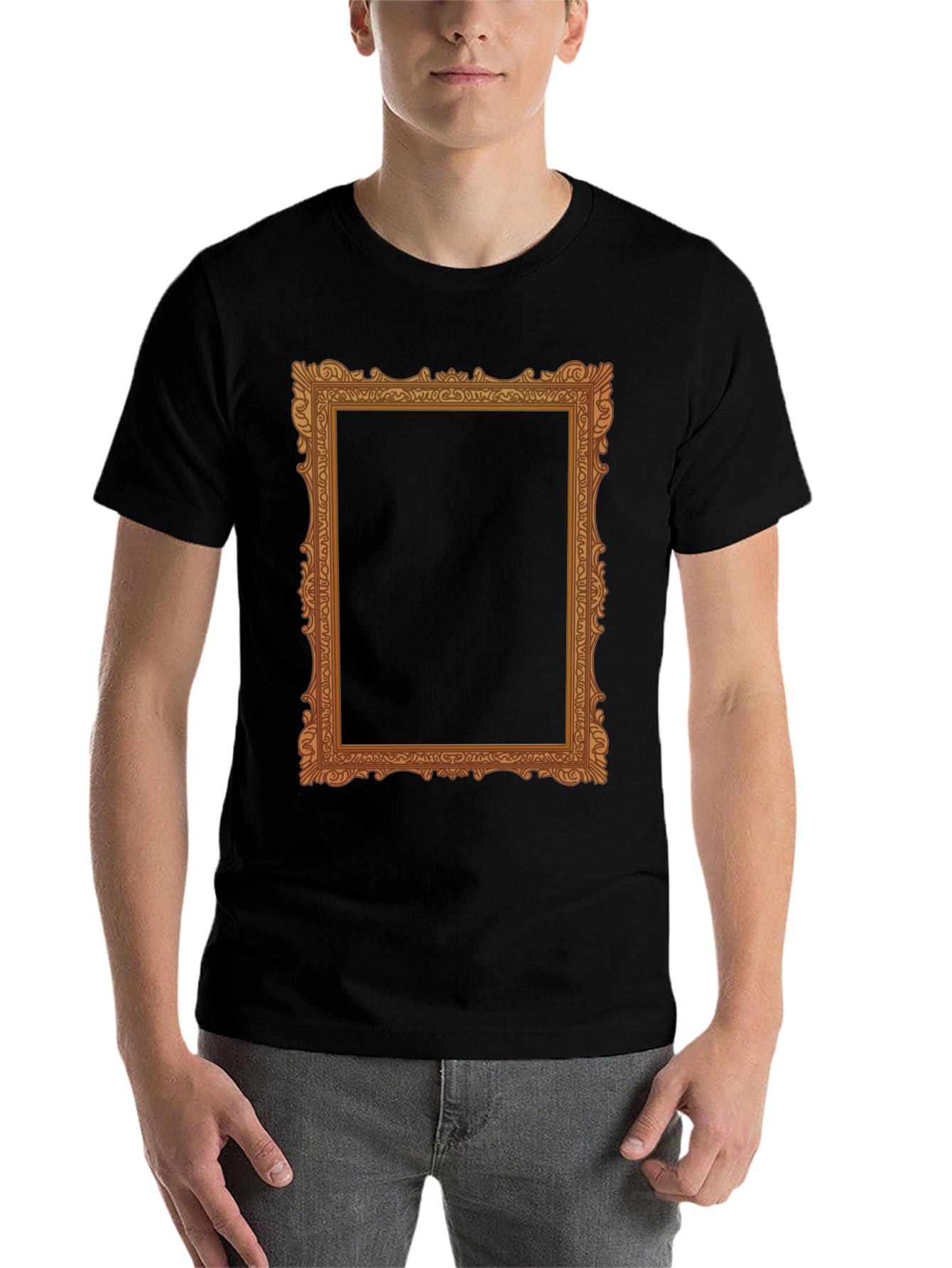 Black Ornate Frame Graphic Tee - Classic Black T-Shirt view 7