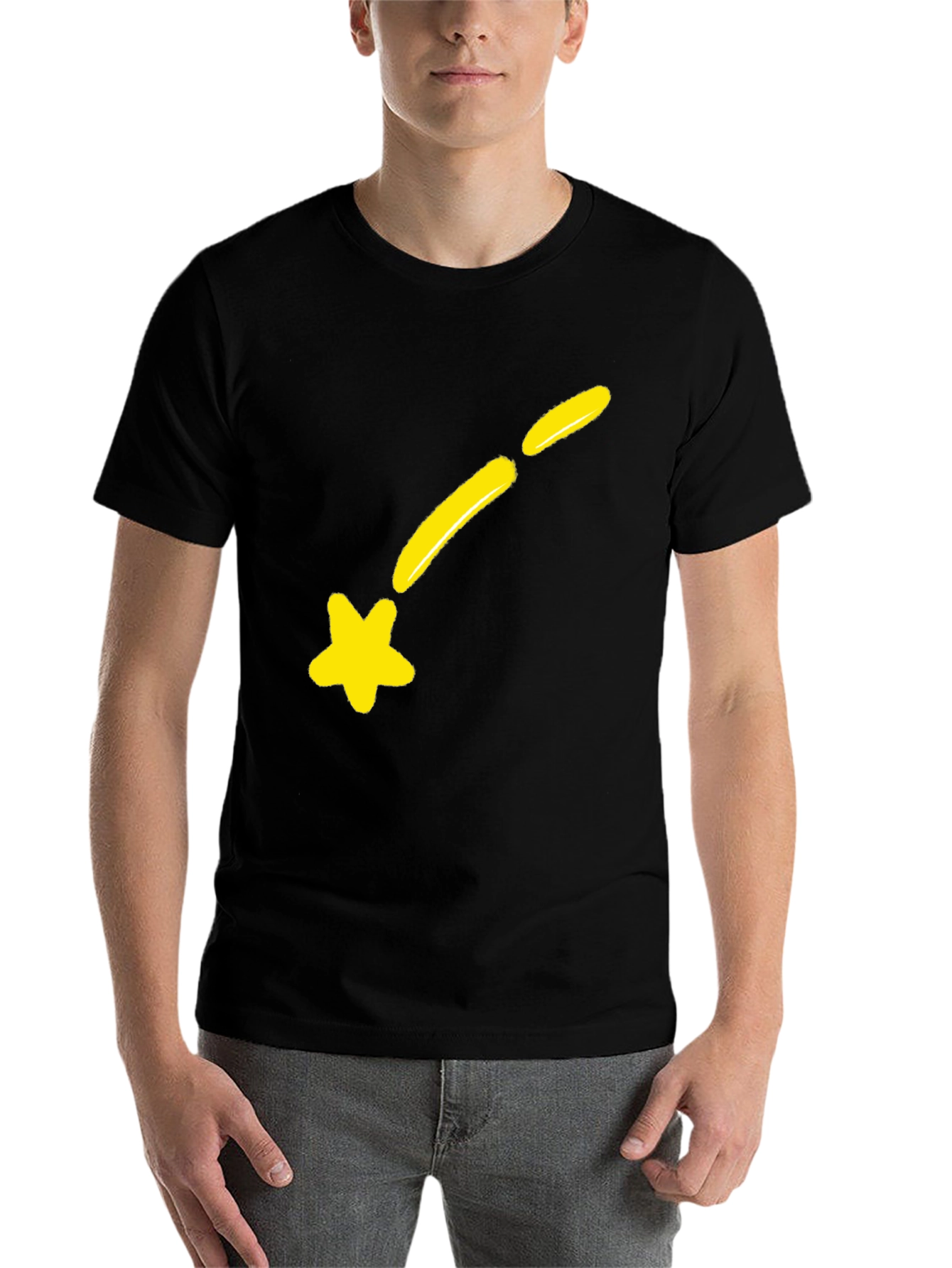 Black Shooting Star Graphic Tee - Black Cotton Blend view 7