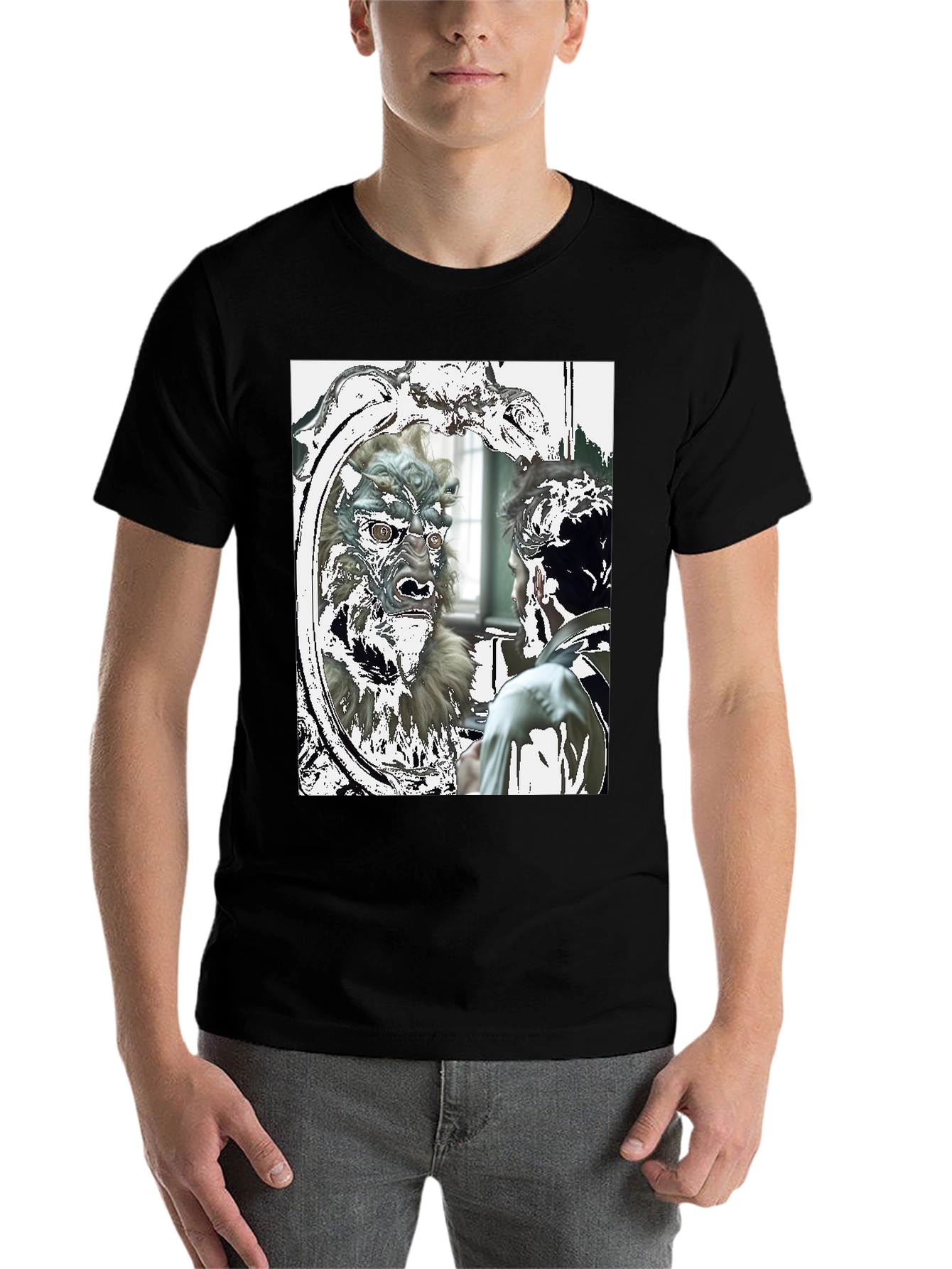Black Monster Reflection Graphic Tee view 7