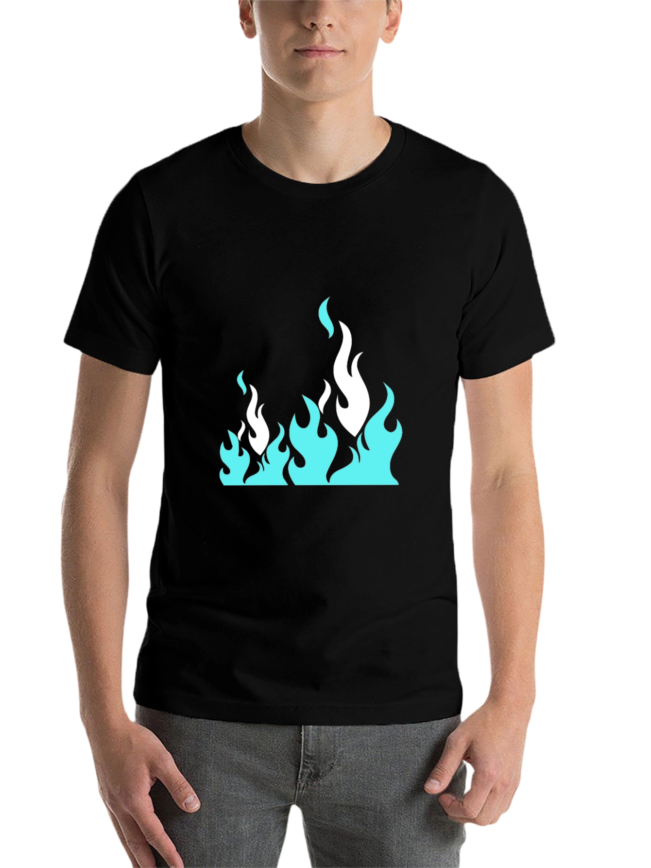 Black Cool Flames Graphic Tee - Black view 7