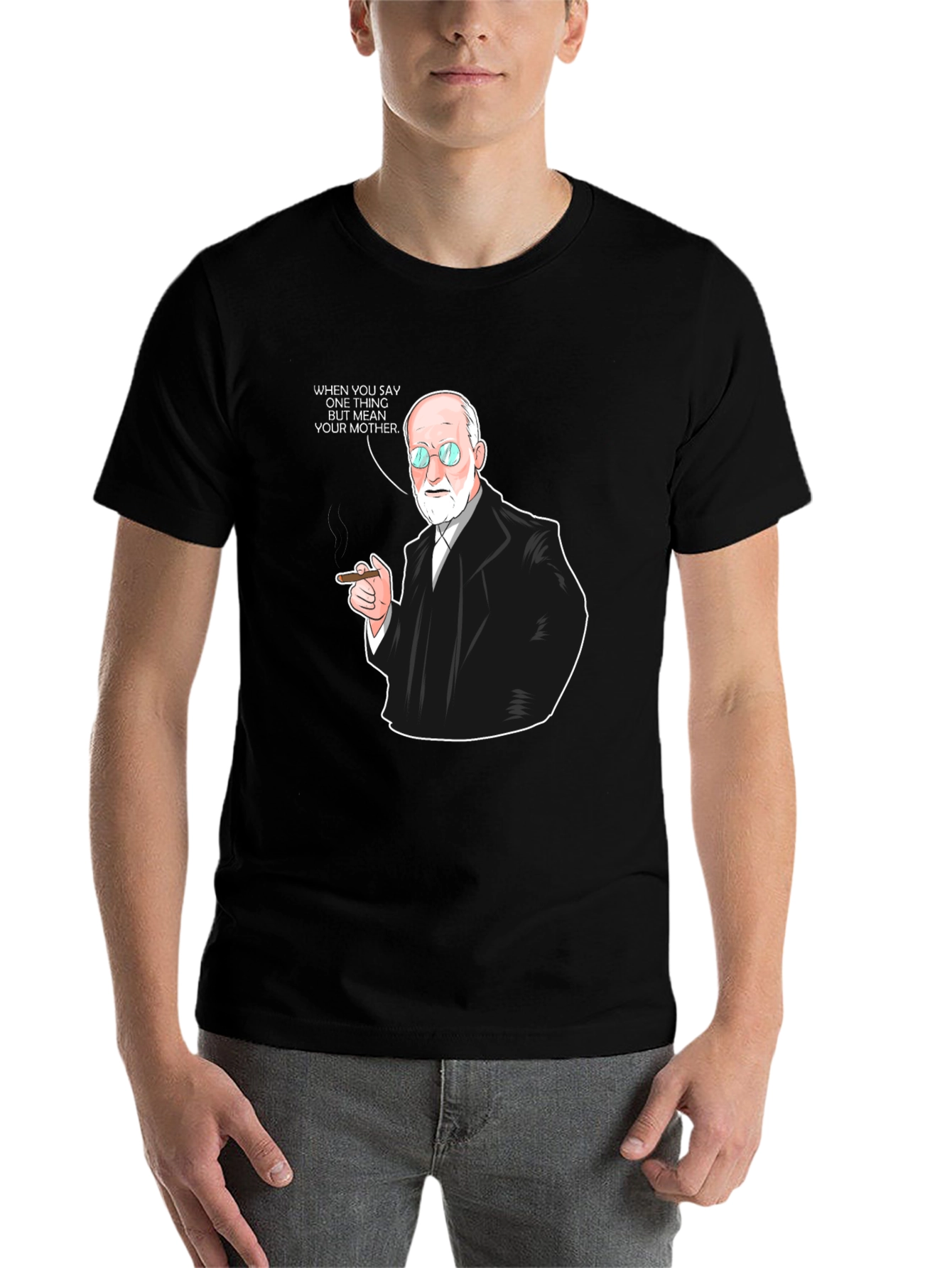 Black Freud T-Shirt: Funny Psychoanalysis Humor Tee view 7