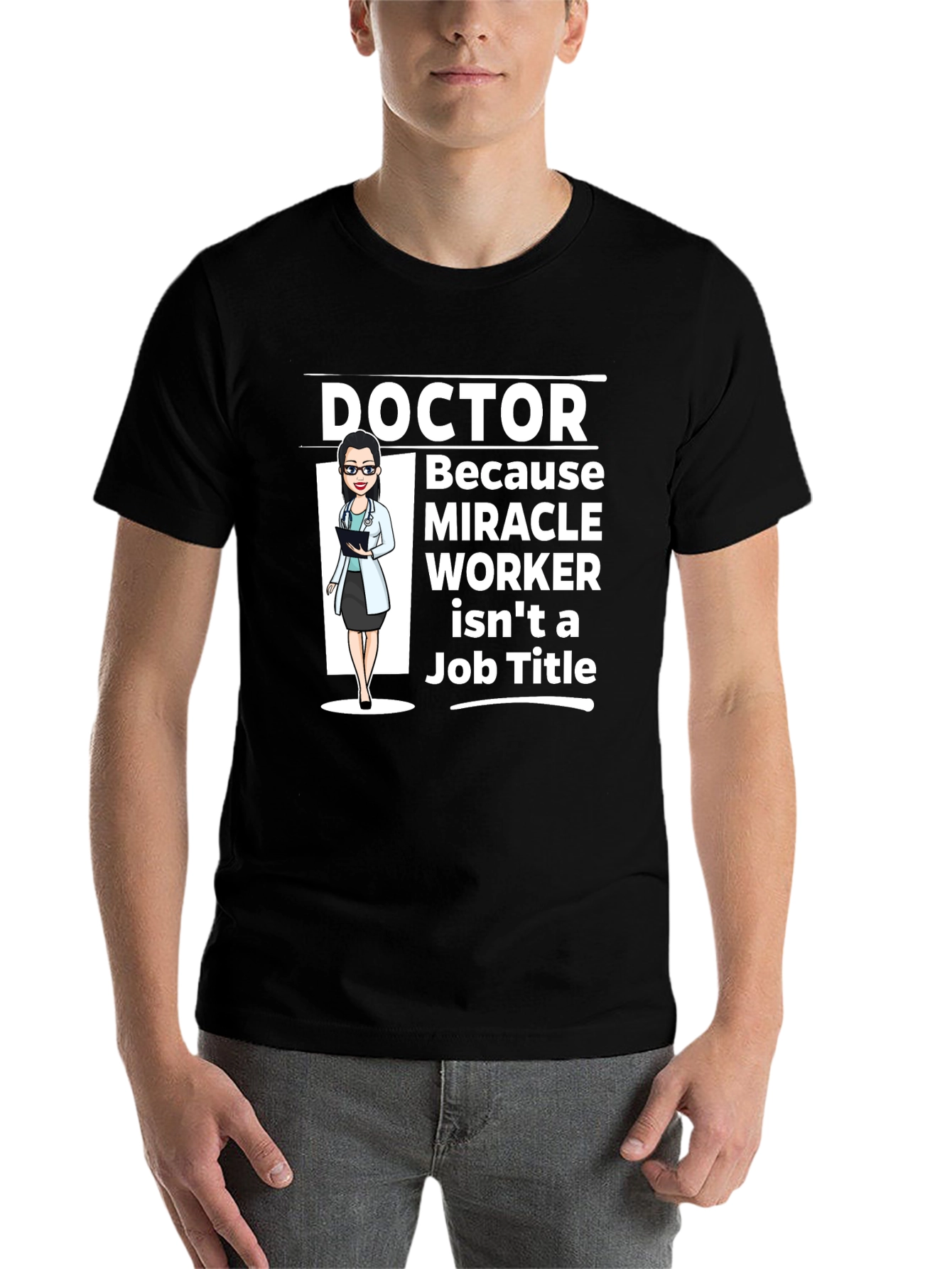 Black Doctor Miracle Worker T-Shirt - Black Cotton Tee view 7