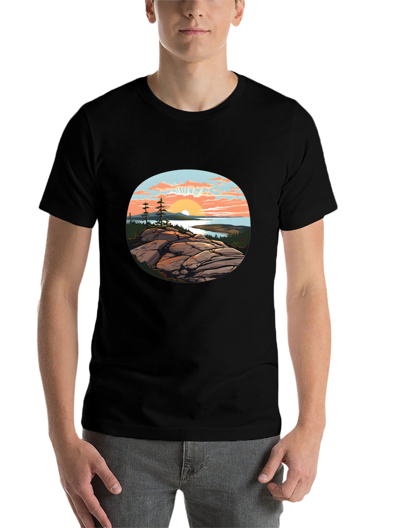 Black Scenic Sunrise T-Shirt view 7