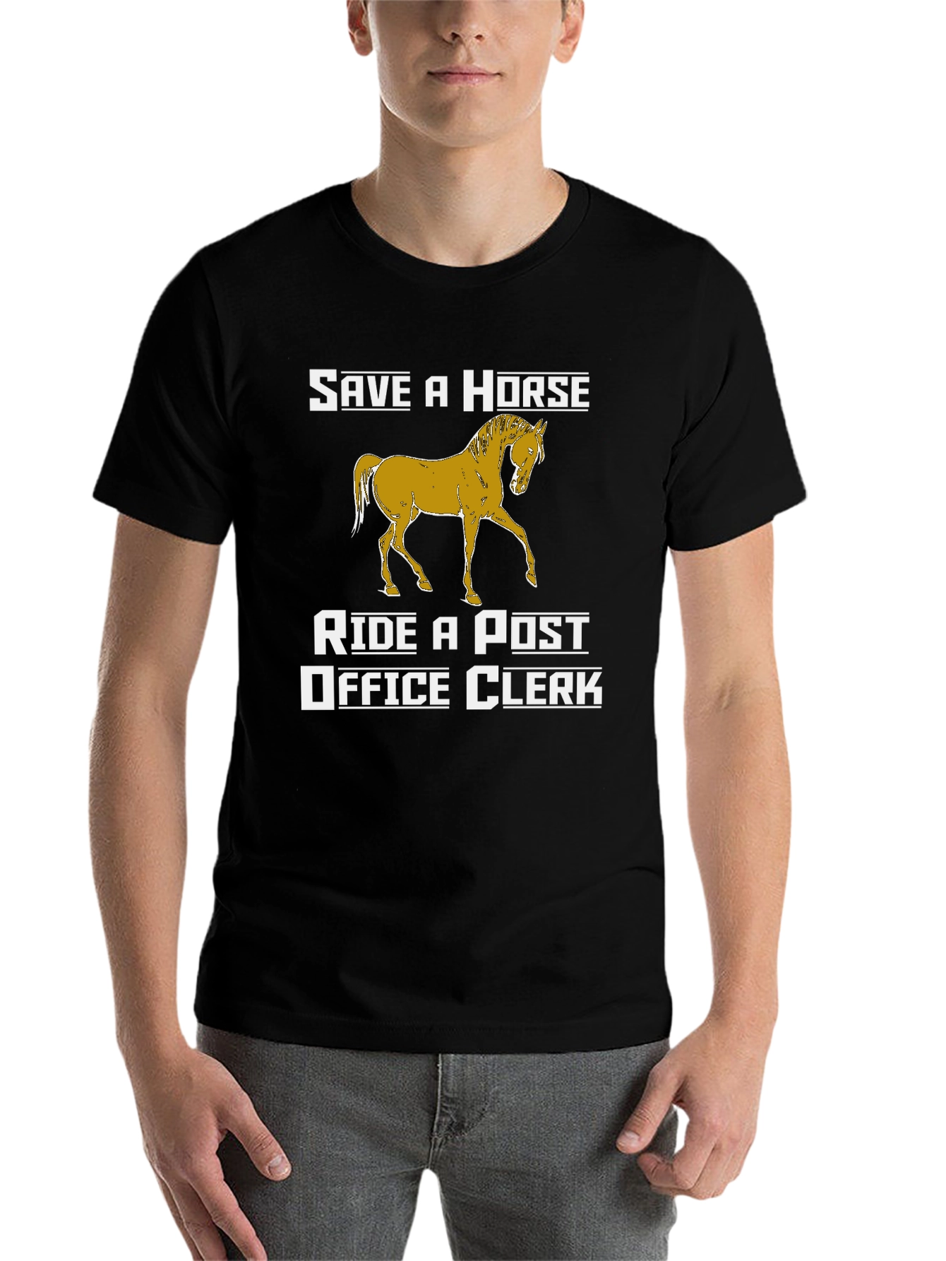 Black Save A Horse Ride A Post Office Clerk T-Shirt view 7