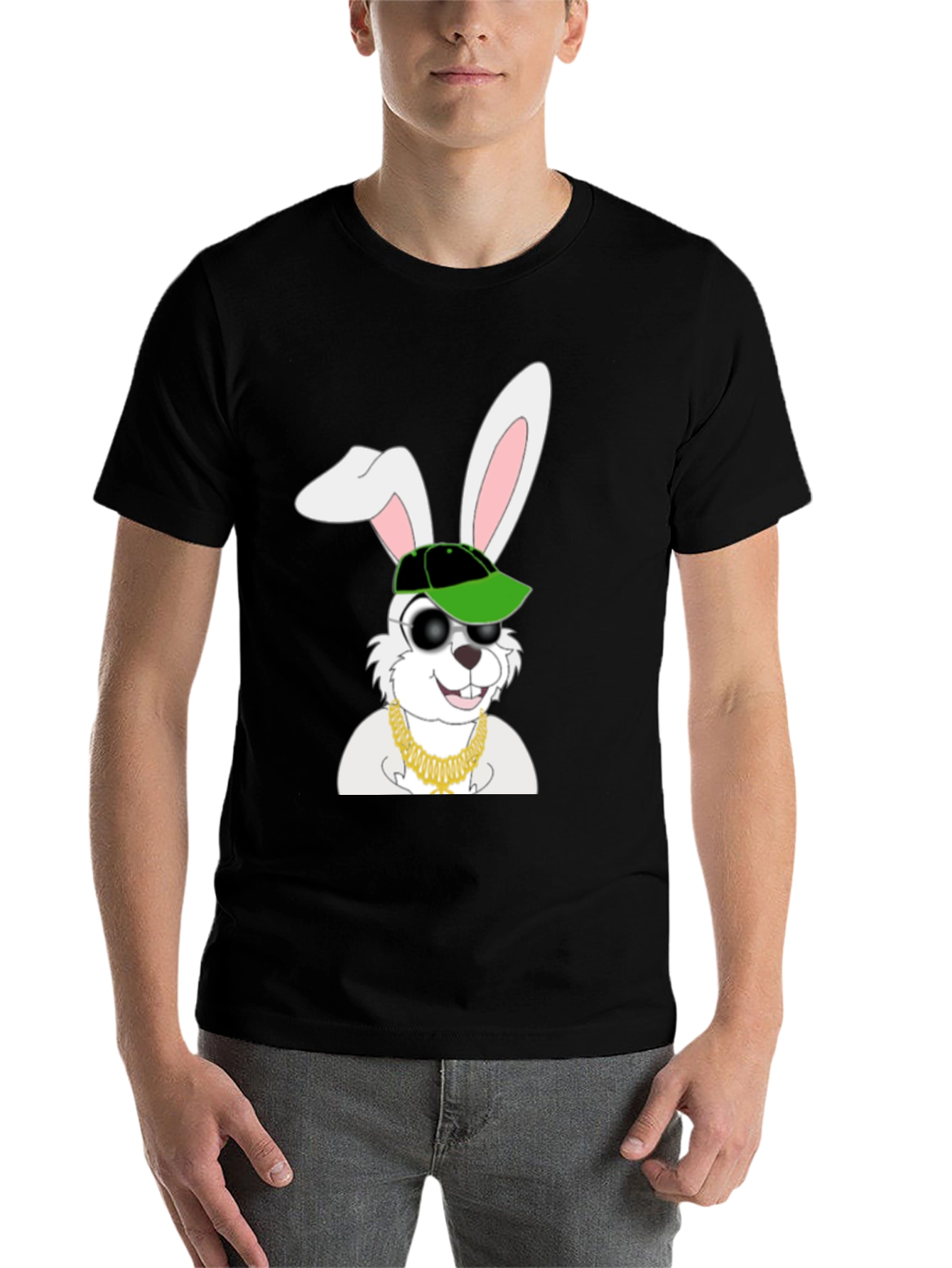 Black Cool Rabbit Graphic T-Shirt view 7