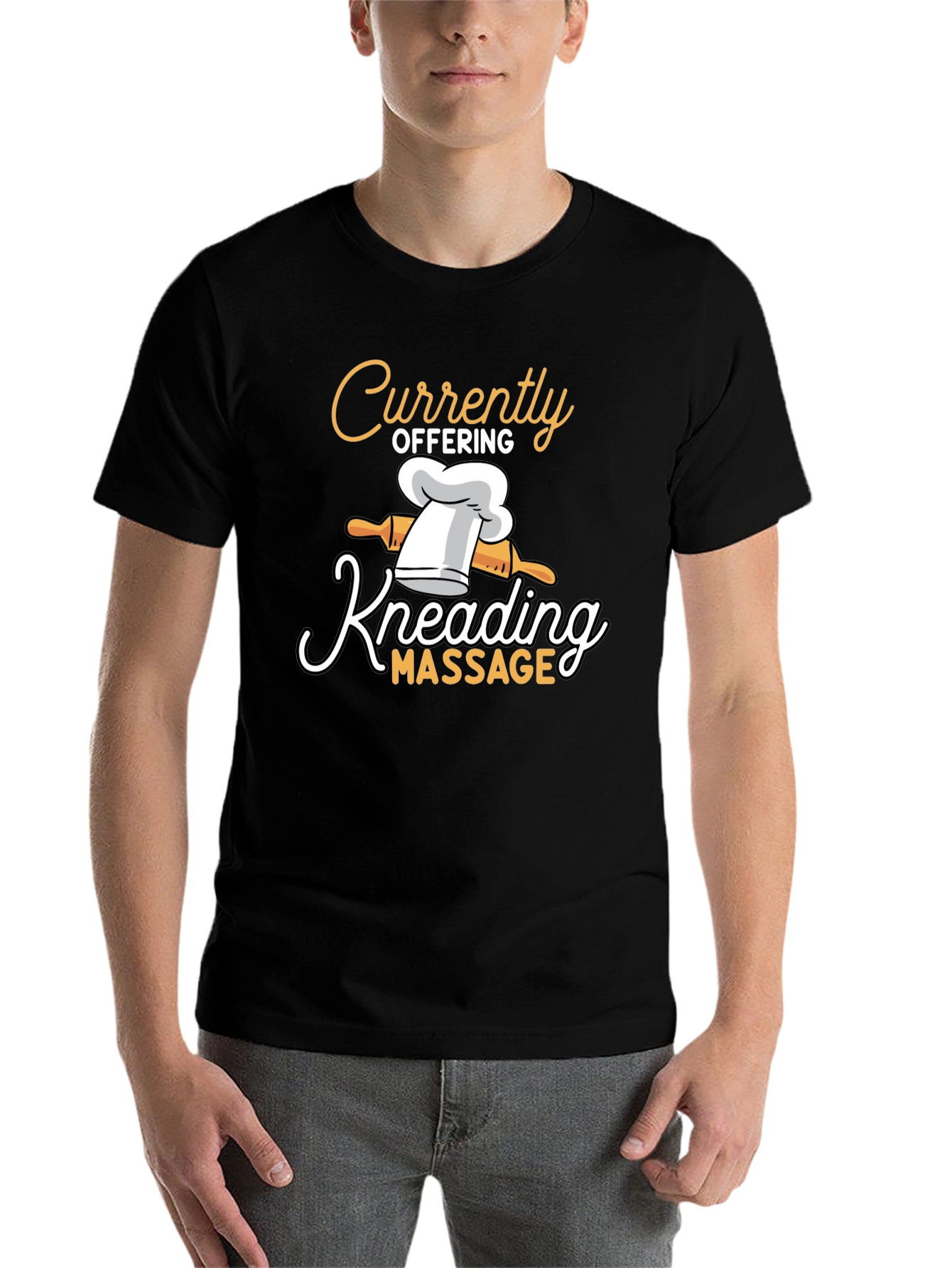 Black Kneading Massage T-Shirt - Funny Chef Tee view 7