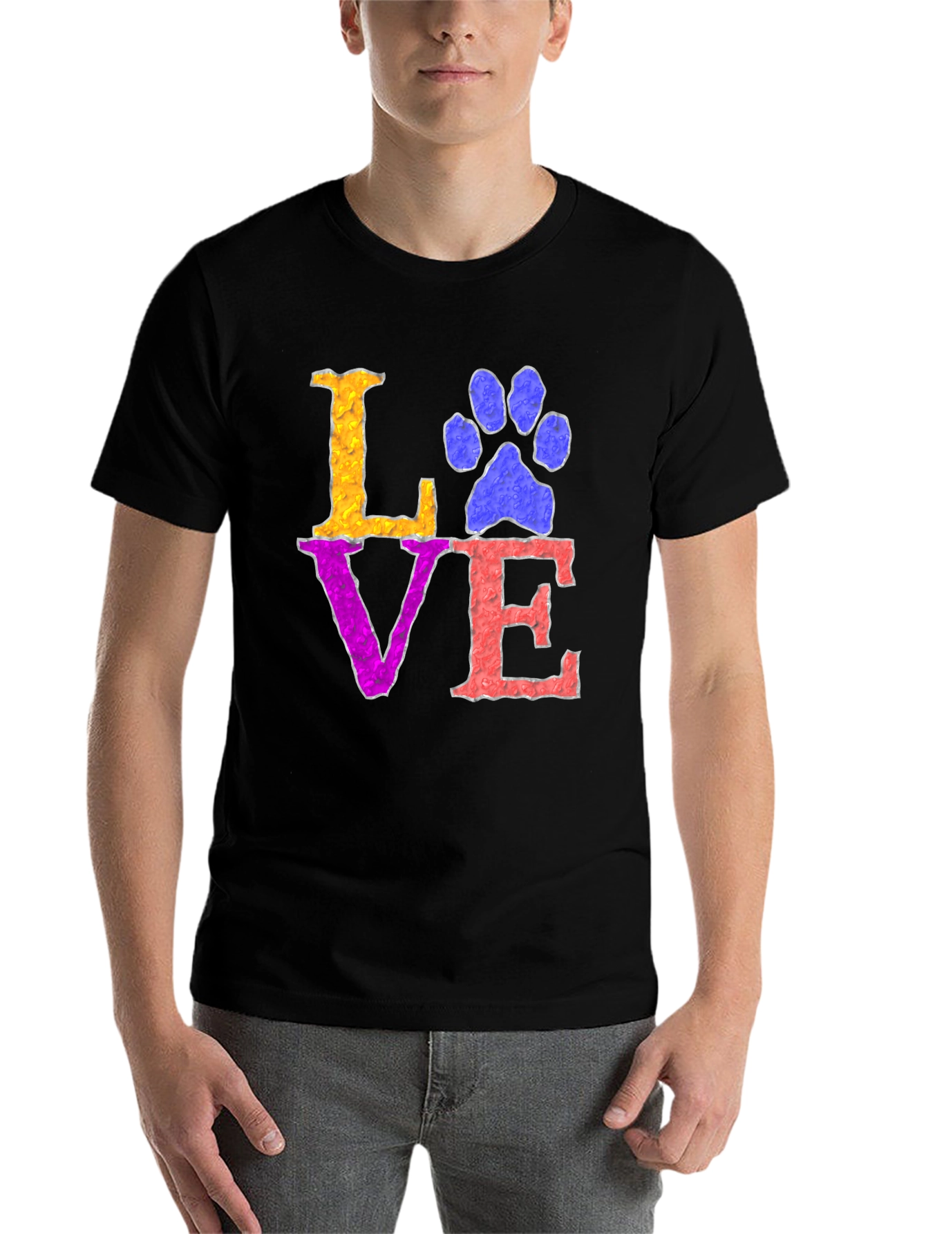 Black Love Paw Print T-Shirt - Pet Lover Tee view 7