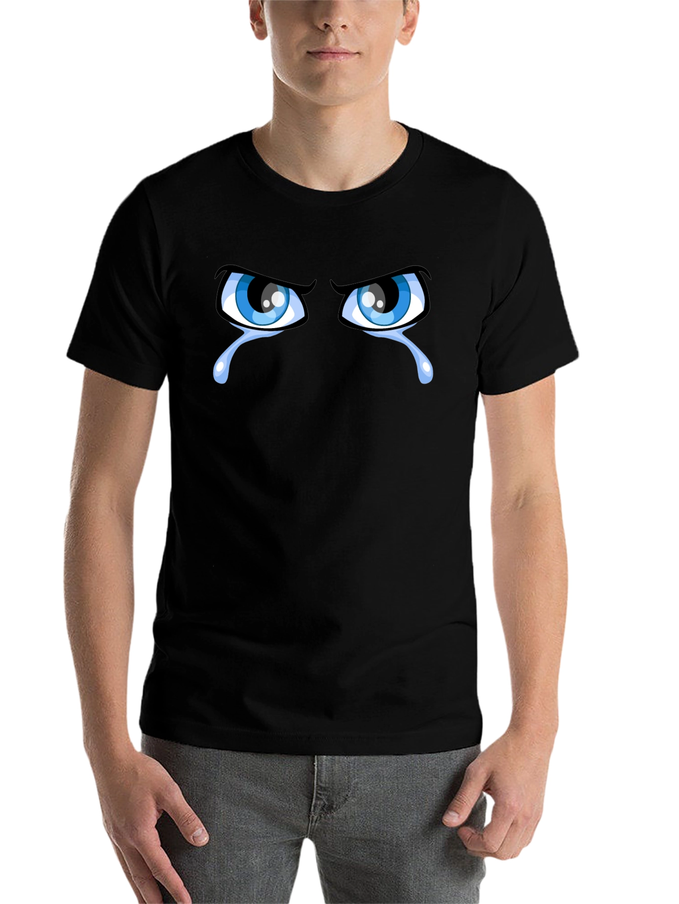 Black Crying Eyes Black T-Shirt Graphic Tee view 7