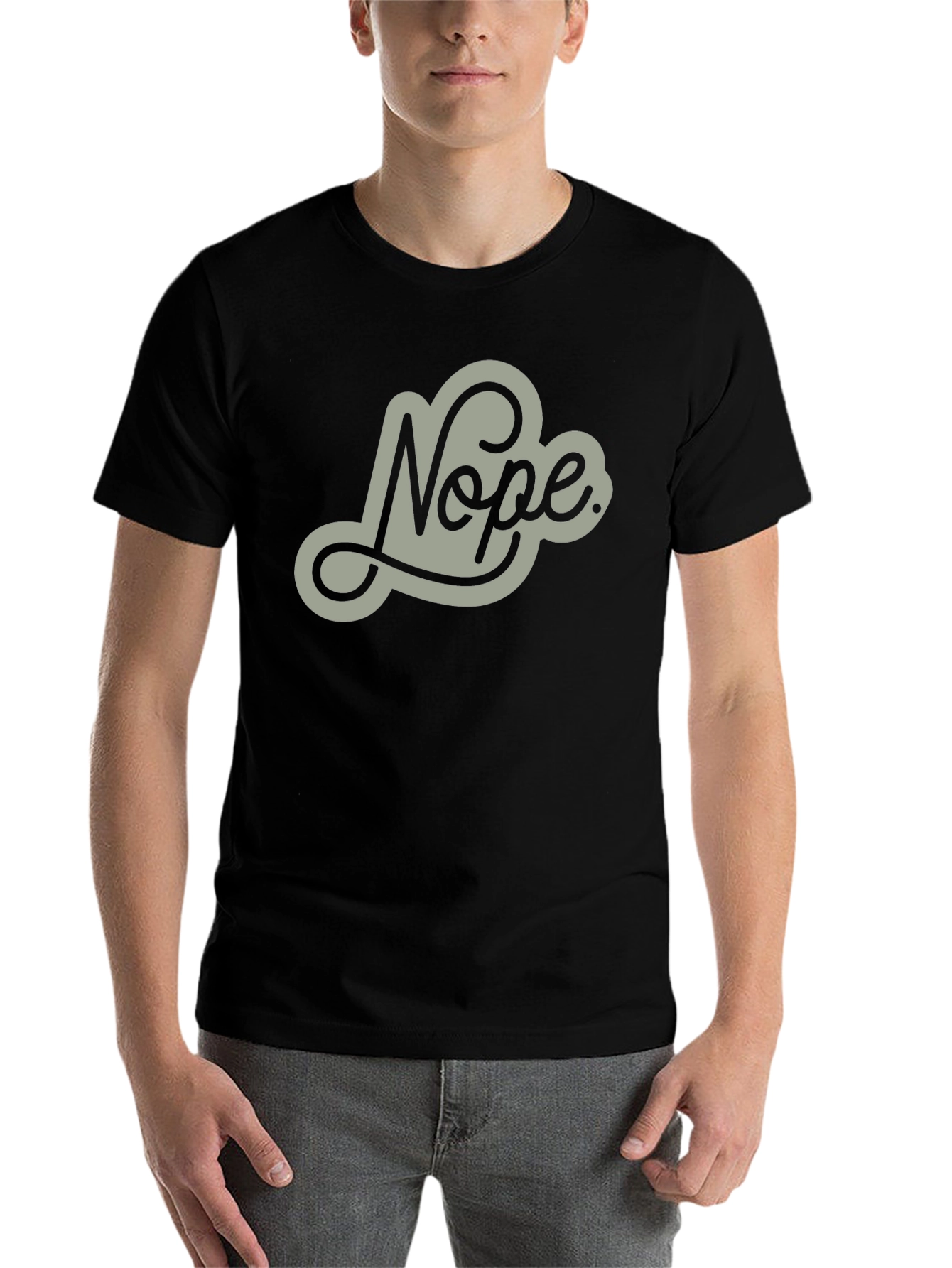 Black Nope Graphic Tee - Mens Casual Crew Neck T-Shirt view 7