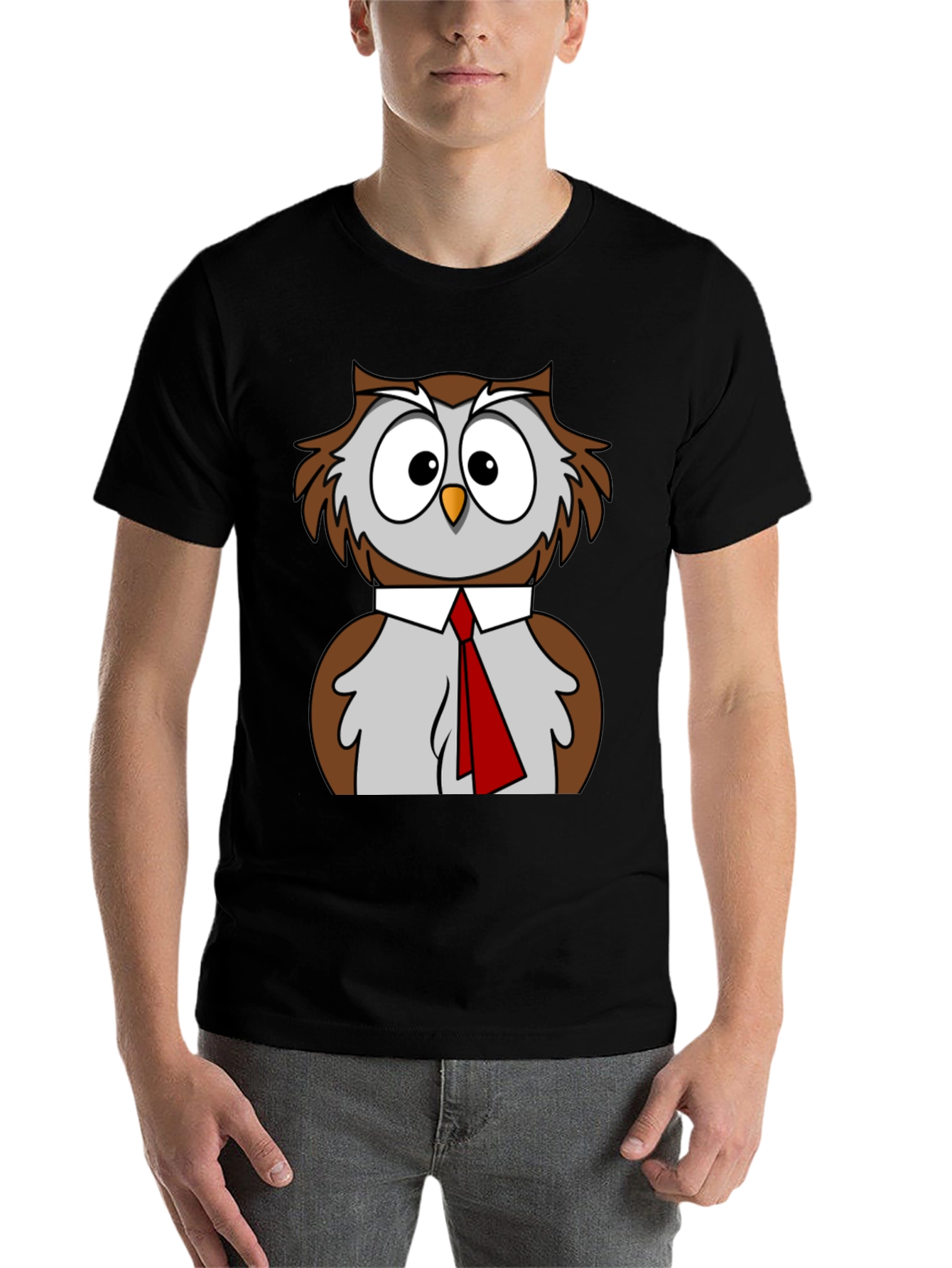 Black Owl T-Shirt Funny Bird Business Casual Tee view 7