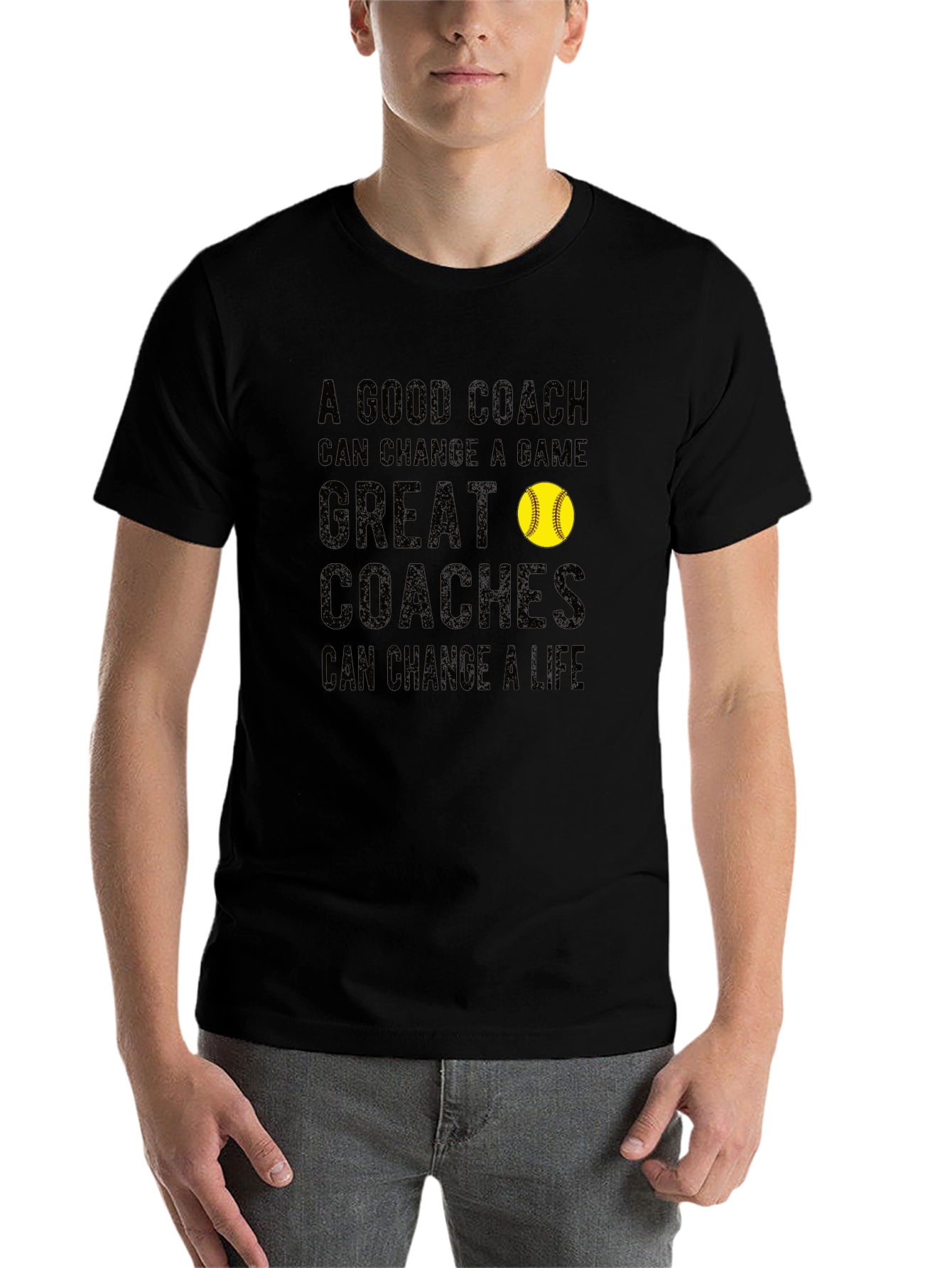 Black Coach Life T-Shirt - Softball Design view 7