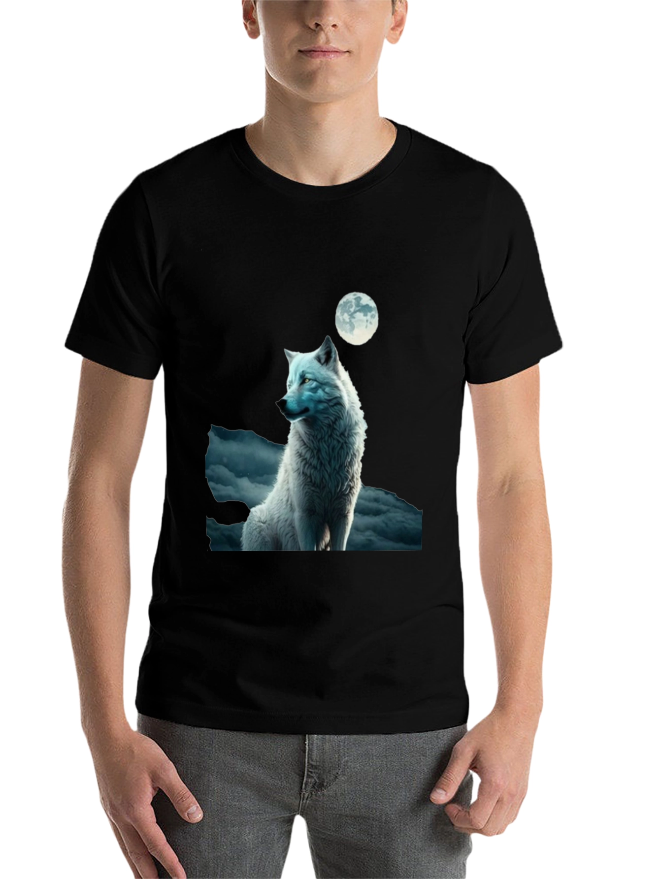 Black Wolf Moon Graphic T-Shirt view 7