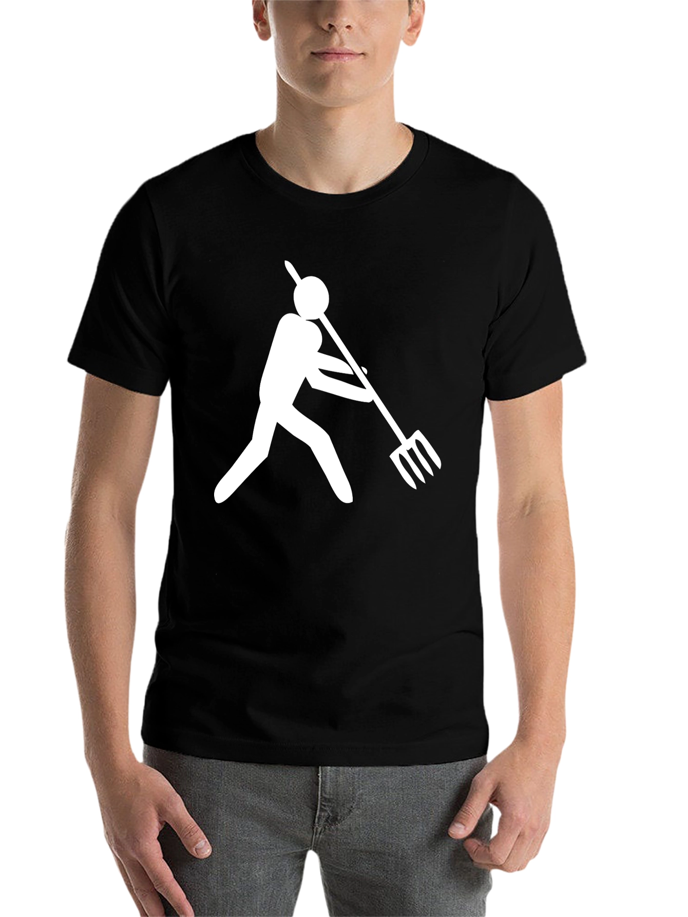Black Funny Pitchfork T-Shirt - Black Cotton Tee view 7