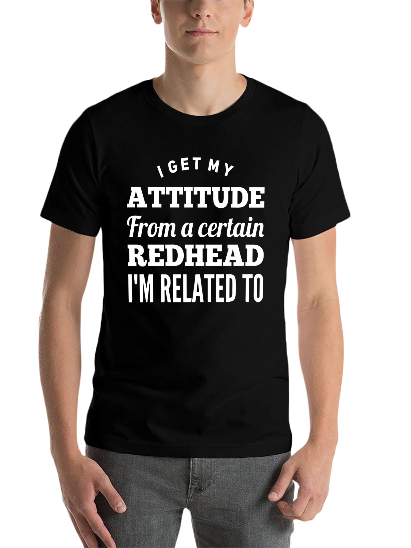 Black Redhead Attitude Graphic Tee - Sarcastic Humor T-Shirt view 7