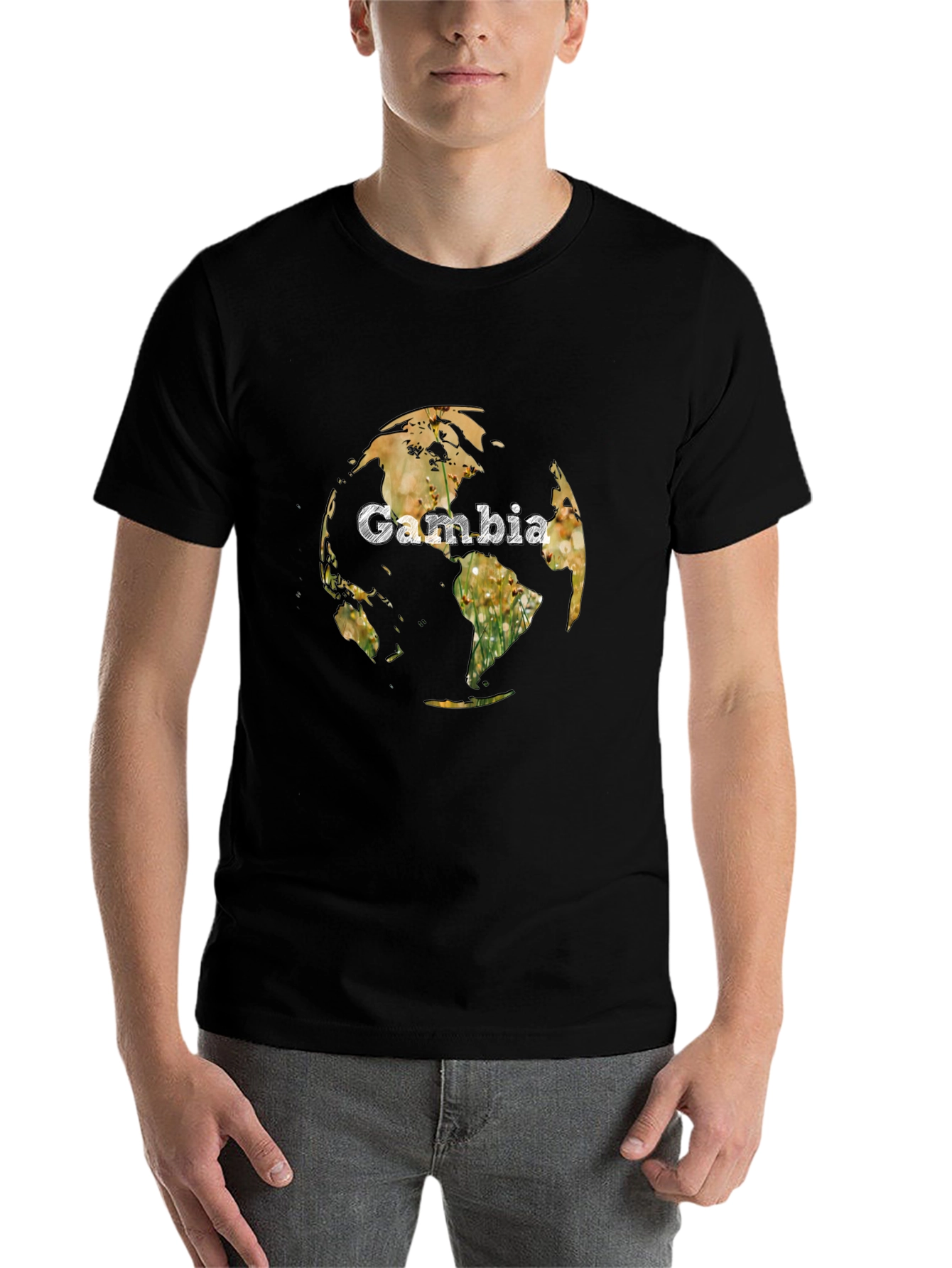 Black Gambia Globe Graphic Tee - Unique Design view 7