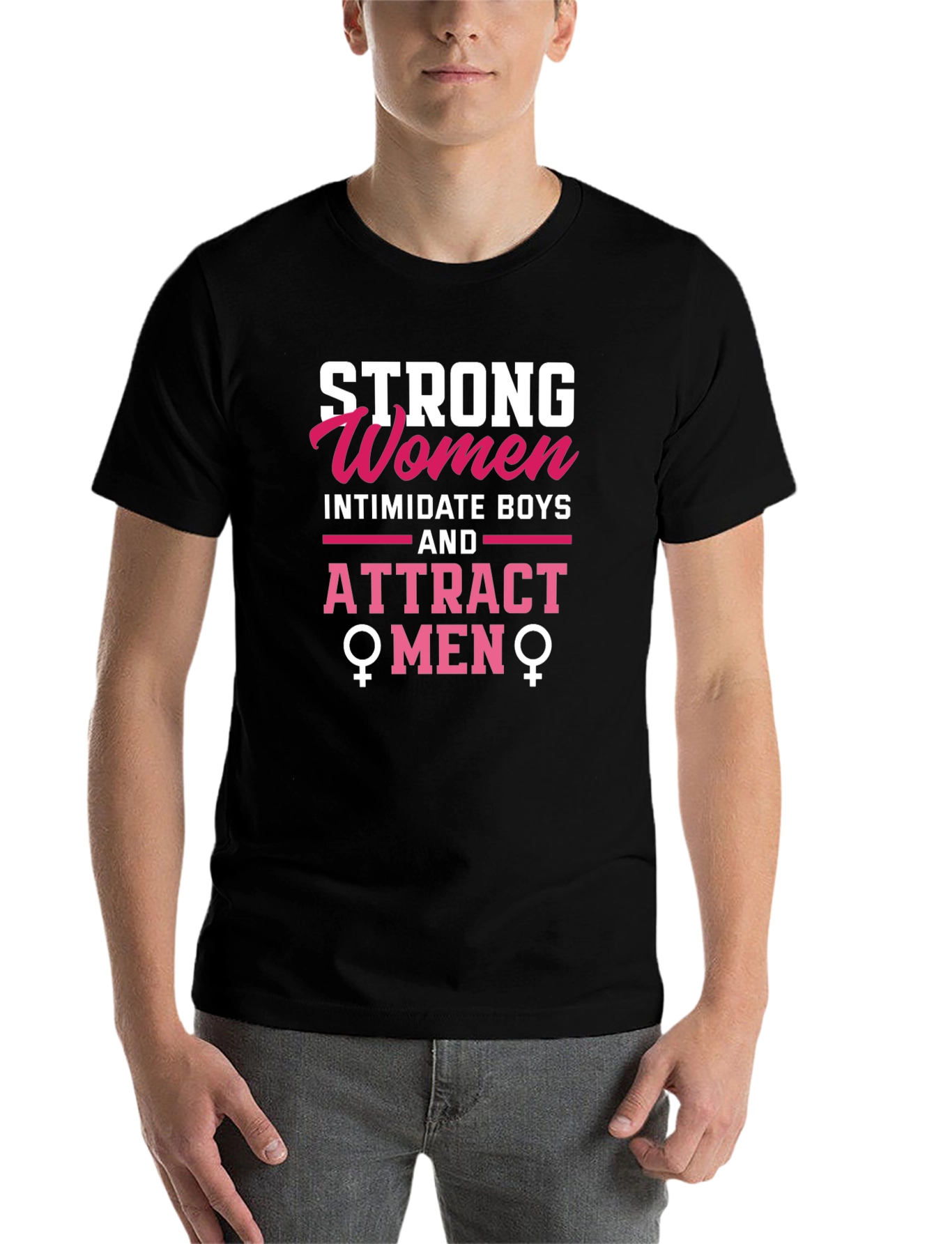 Black Strong Women Attract Men Graphic Tee view 7