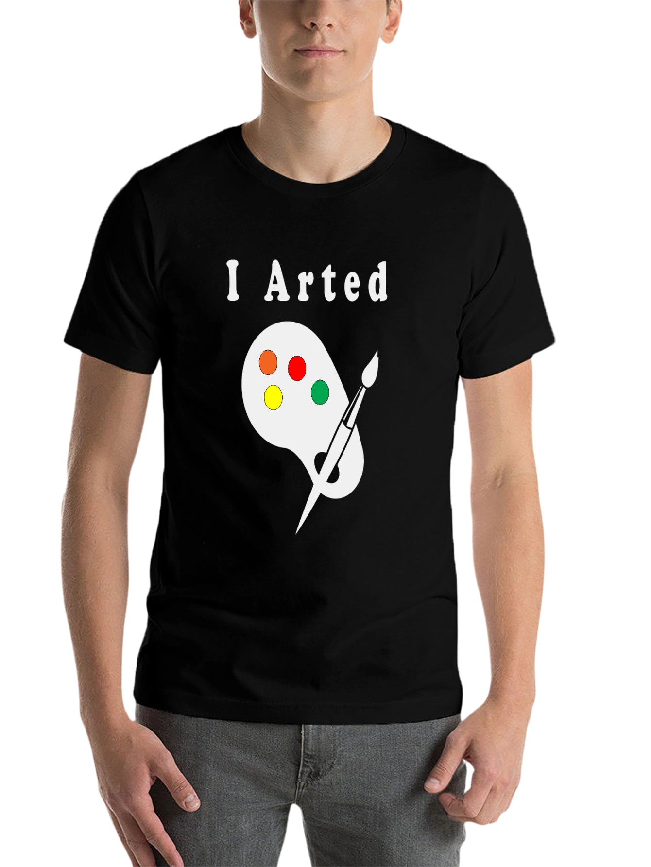 Black I Arted T-Shirt - Painter Palette Design view 7