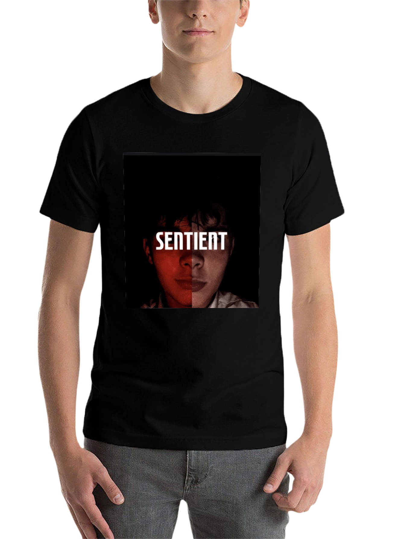 Black Sentient Graphic Tee - Modern Streetwear view 7