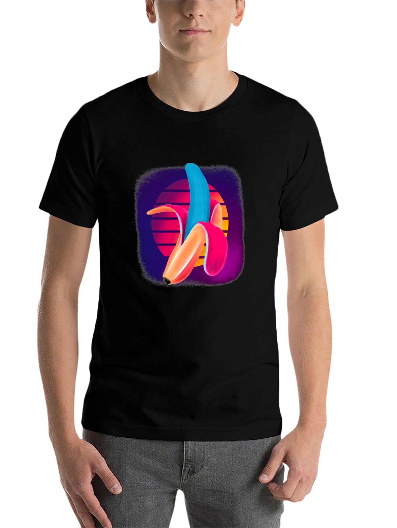 Black Retro Banana T-Shirt - Cool Graphic Tee view 7