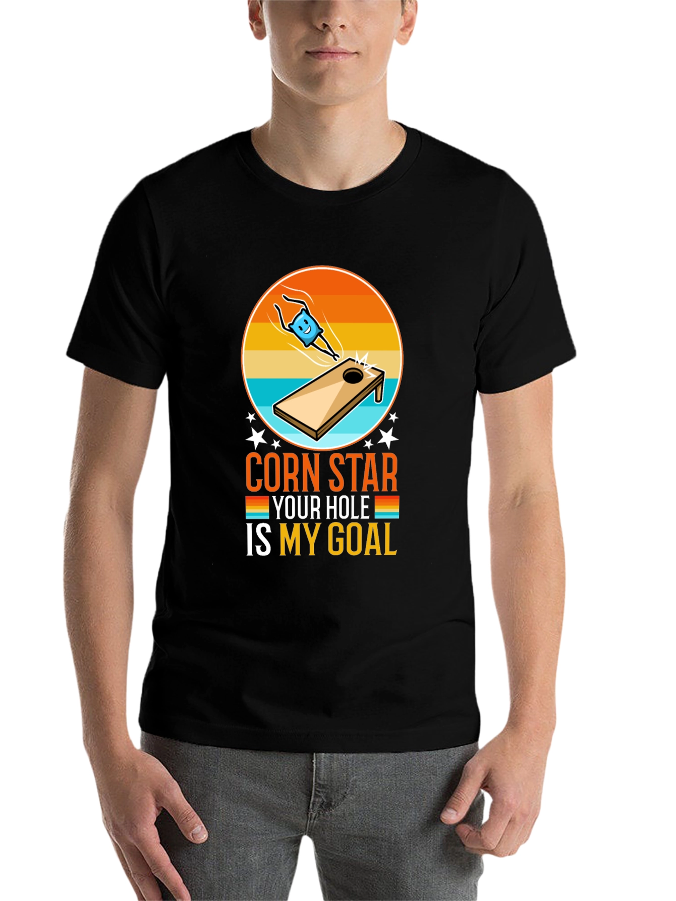 Black Corn Star Your Hole Is My Goal Funny T-Shirt view 7