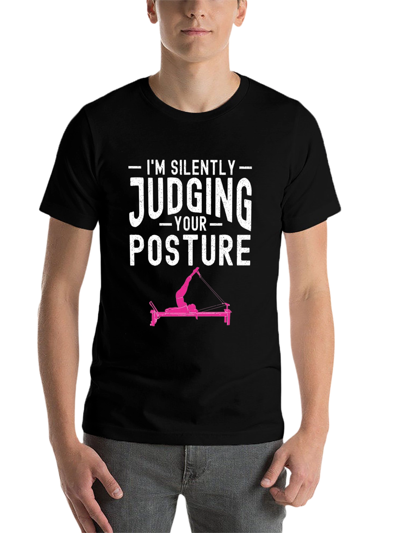 Black I'm Silently Judging Your Posture T-Shirt view 7