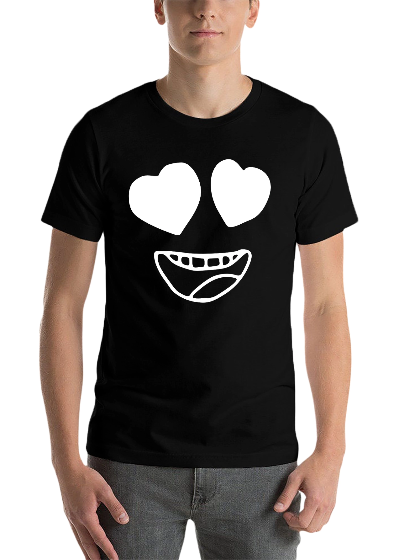 Black Heart Eyes Emoji Black T-Shirt view 7