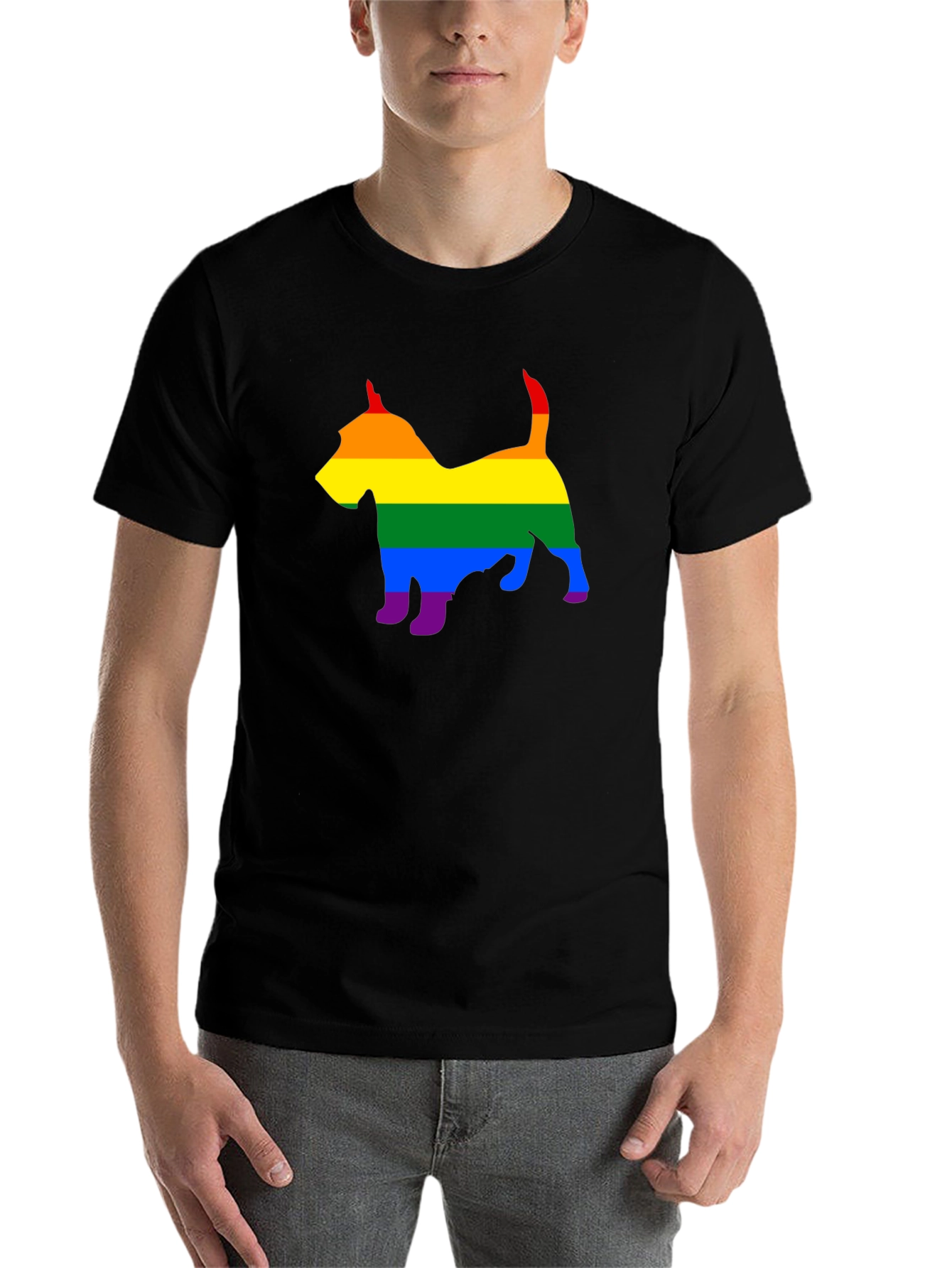 Black Rainbow Dog Silhouette Tee - Pride Apparel view 7