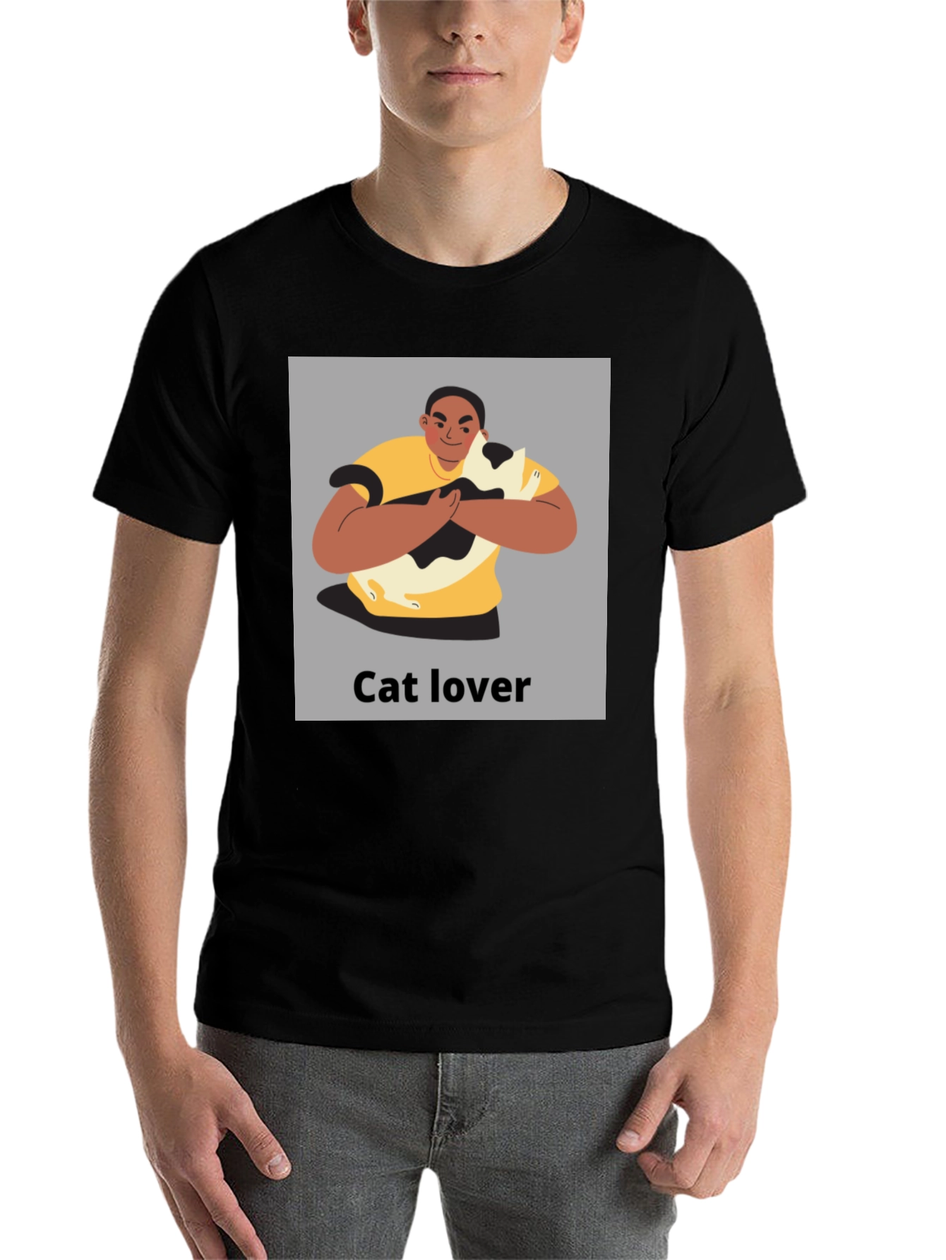 Black Cat Lover Graphic Tee - Unisex Black T-Shirt view 7