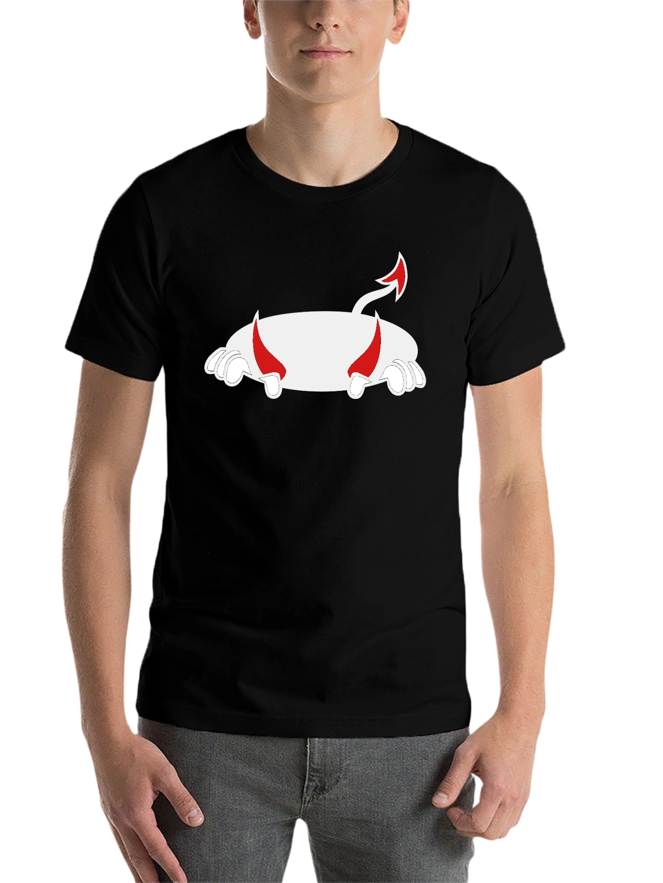 Black Devil Pig T-Shirt - Black Cotton Blend view 7