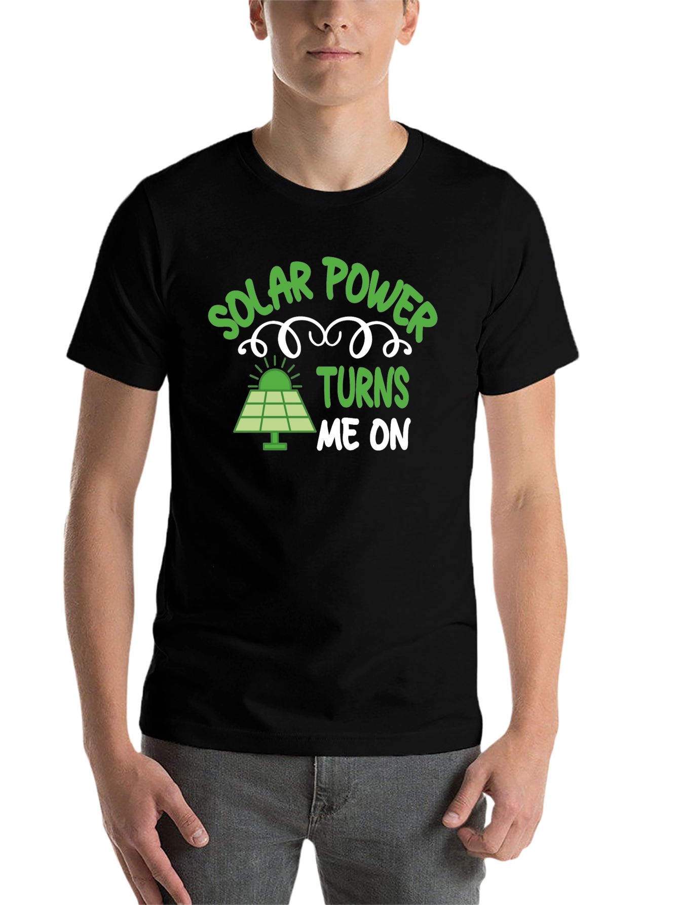 Black Solar Power Turns Me On - Graphic T-Shirt view 7