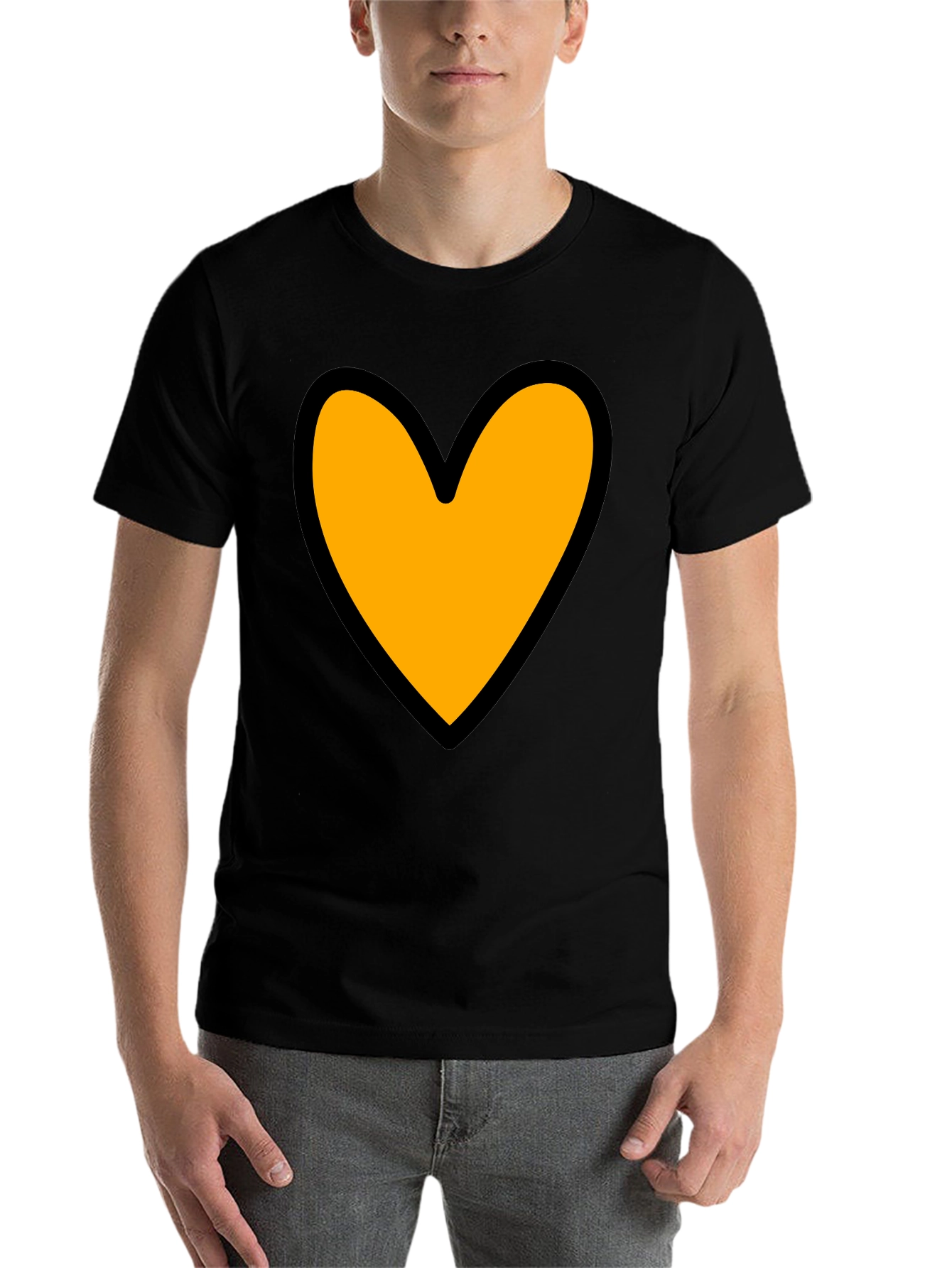 Black Heart Graphic Tee - Black Cotton Blend Casual T-Shirt view 7