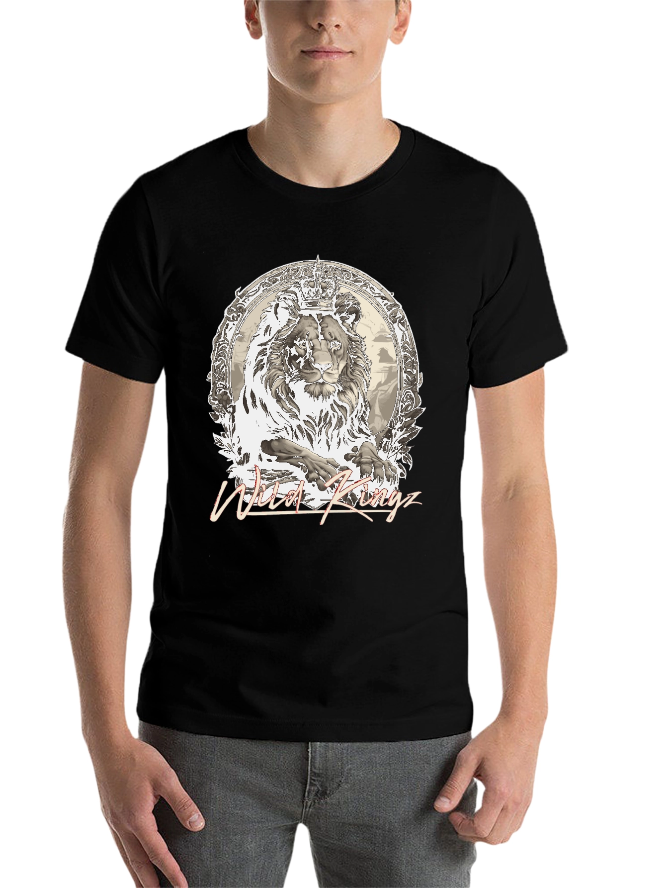 Black Wild Kingz Lion Graphic Tee - Black view 7